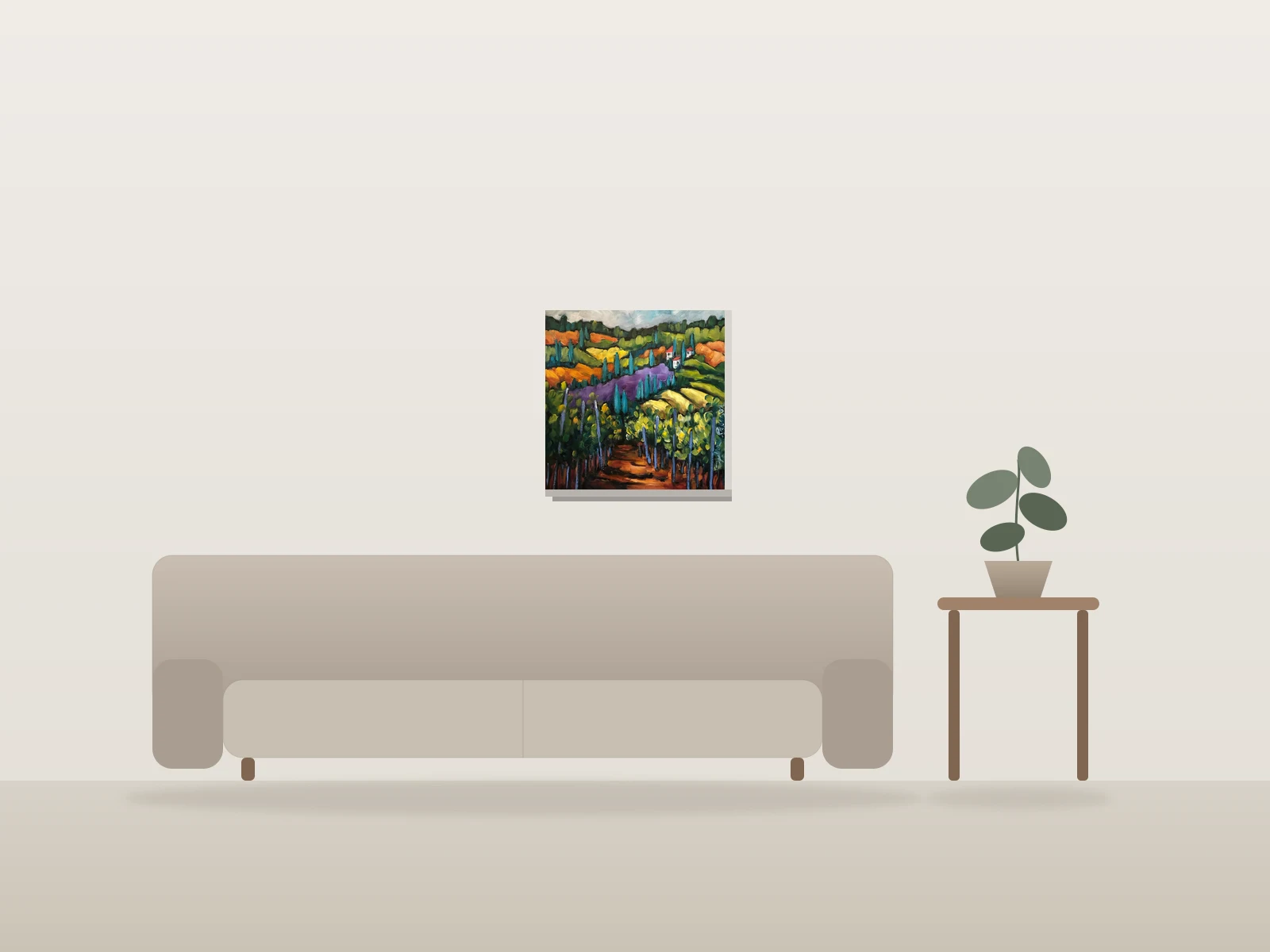 Couleurs typiques d’Ella Campagna Toscane by Sylvie Lauzon shown to scale in a room