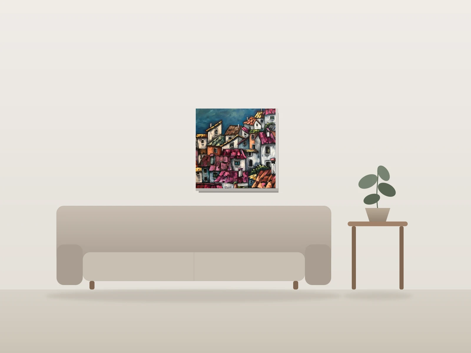 Le ciel bleu by Sylvie Lauzon shown to scale in a room