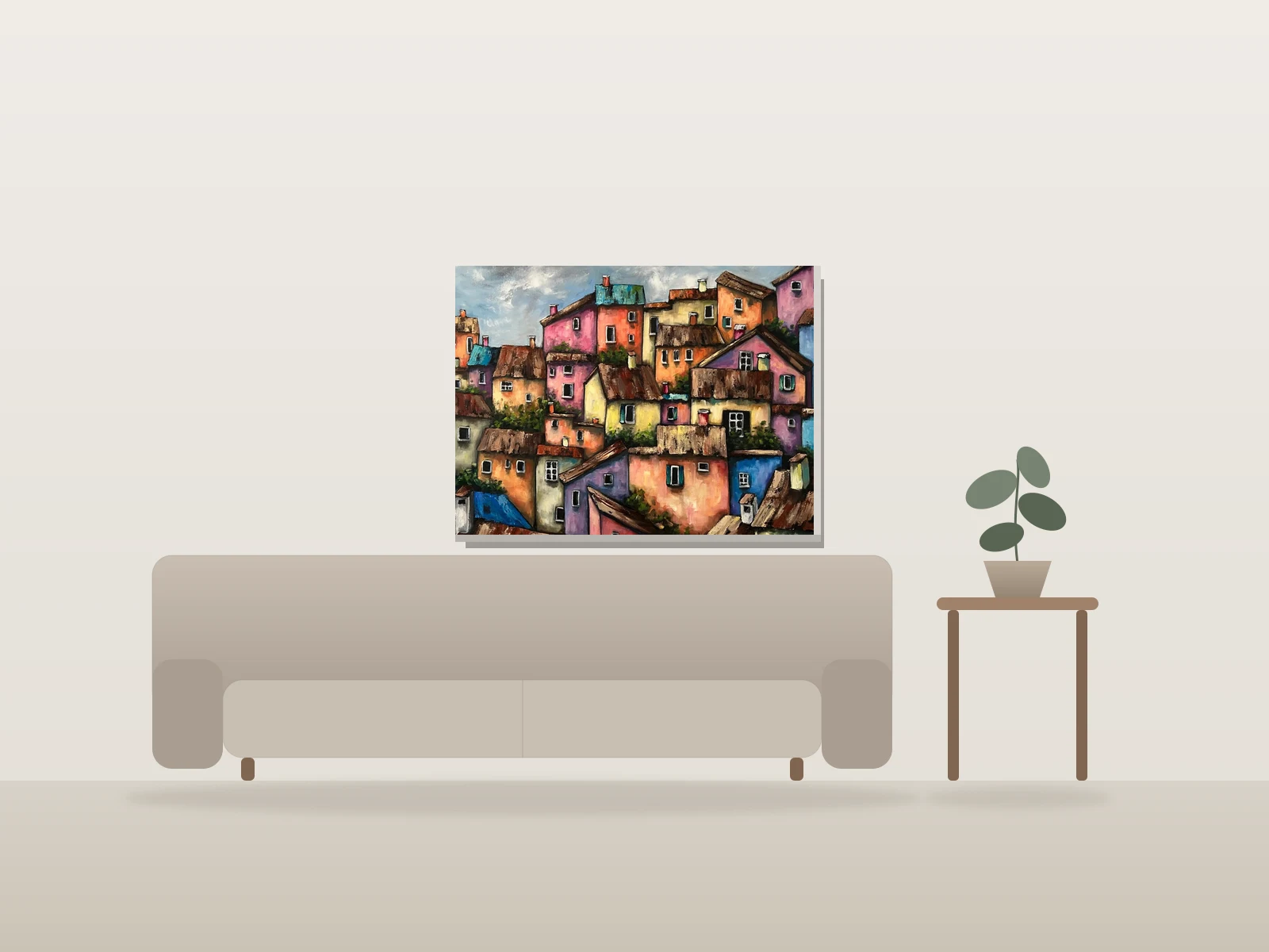 Sous le soleil by Sylvie Lauzon shown to scale in a room