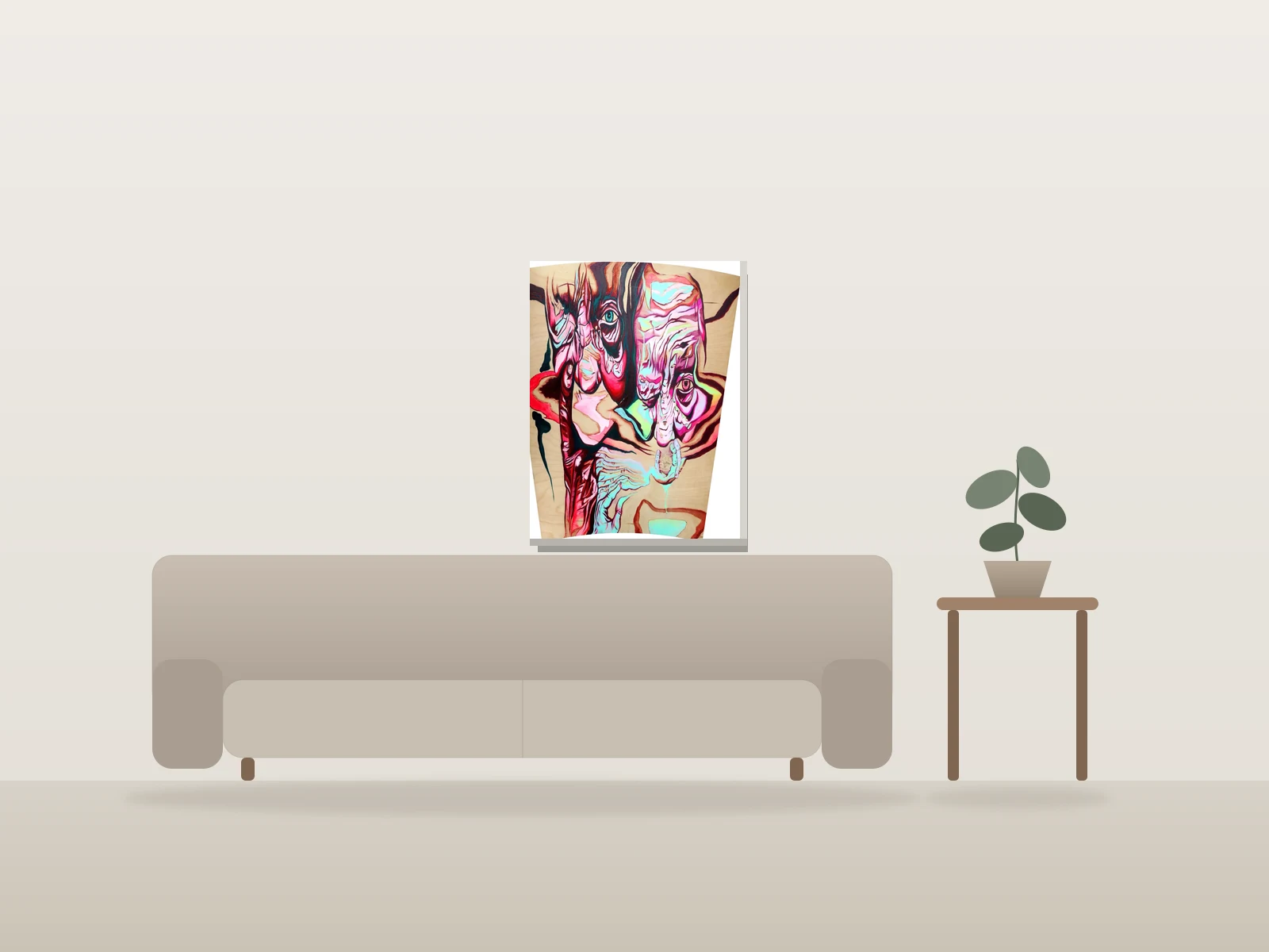 Perception divisée by Mos Geez shown to scale in a room
