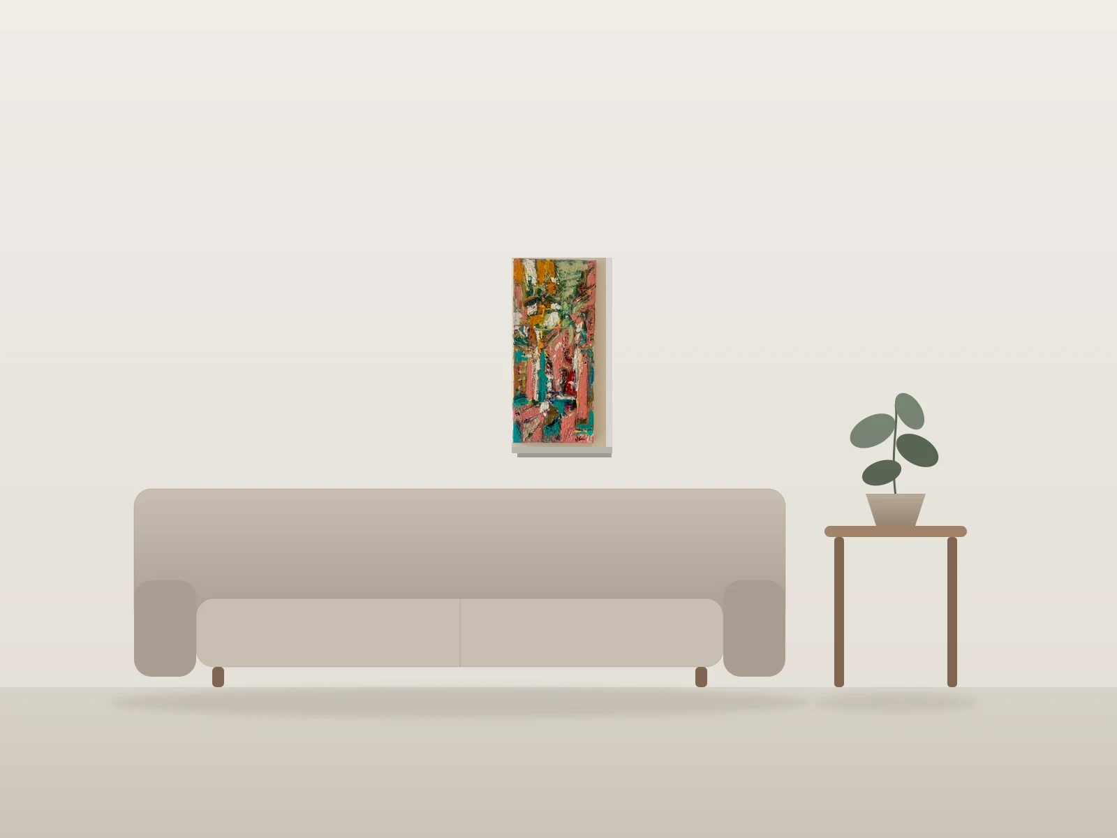 Joie by Melen shown to scale in a room