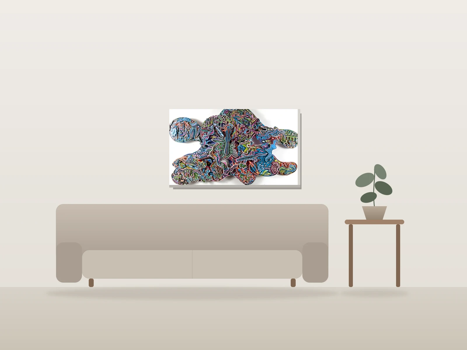 Baignade dans le courant du temps by LooseCanine shown to scale in a room