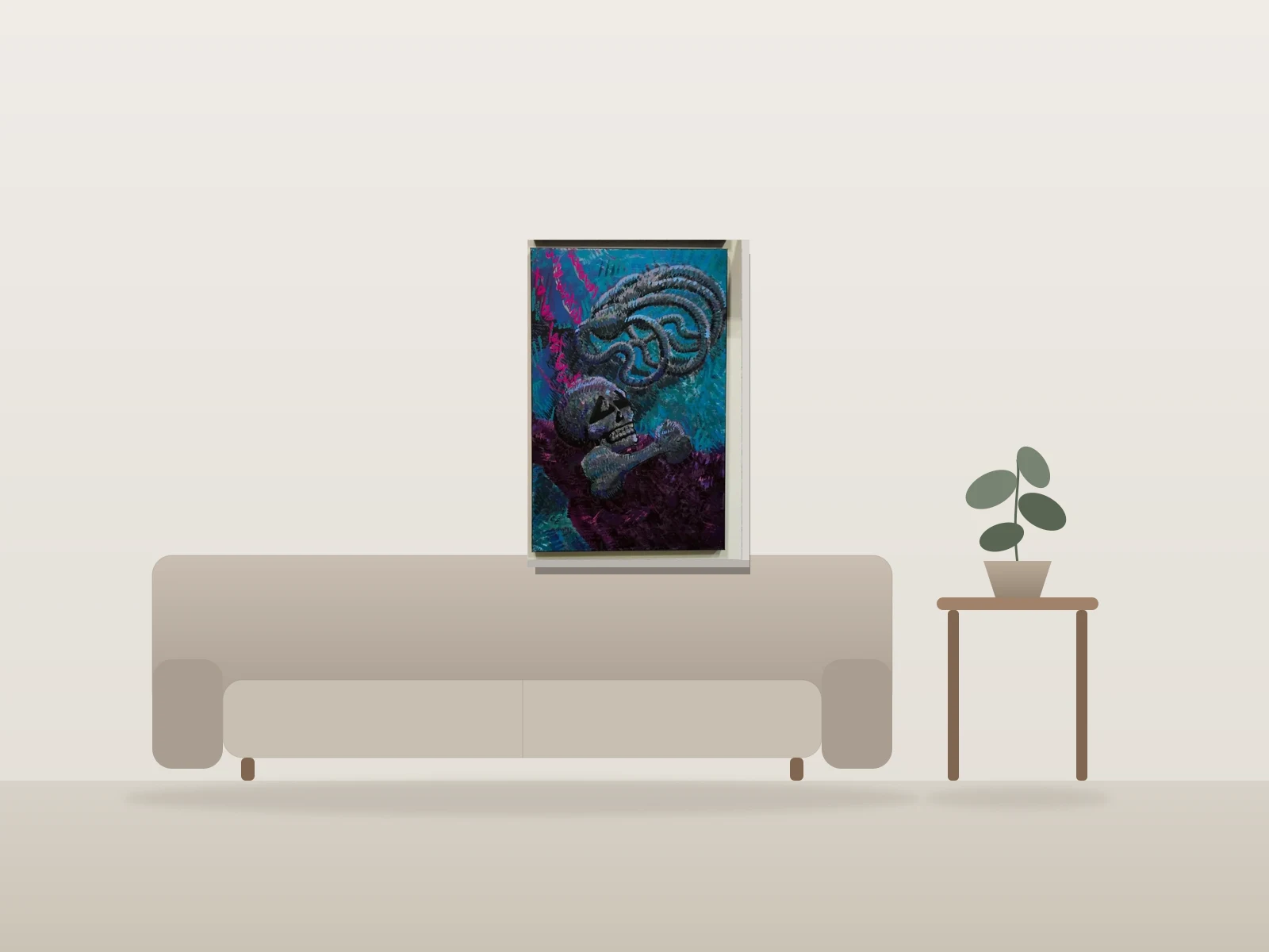 Le garçon qui voulait être perdu pour toujours, by Layoo shown to scale in a room