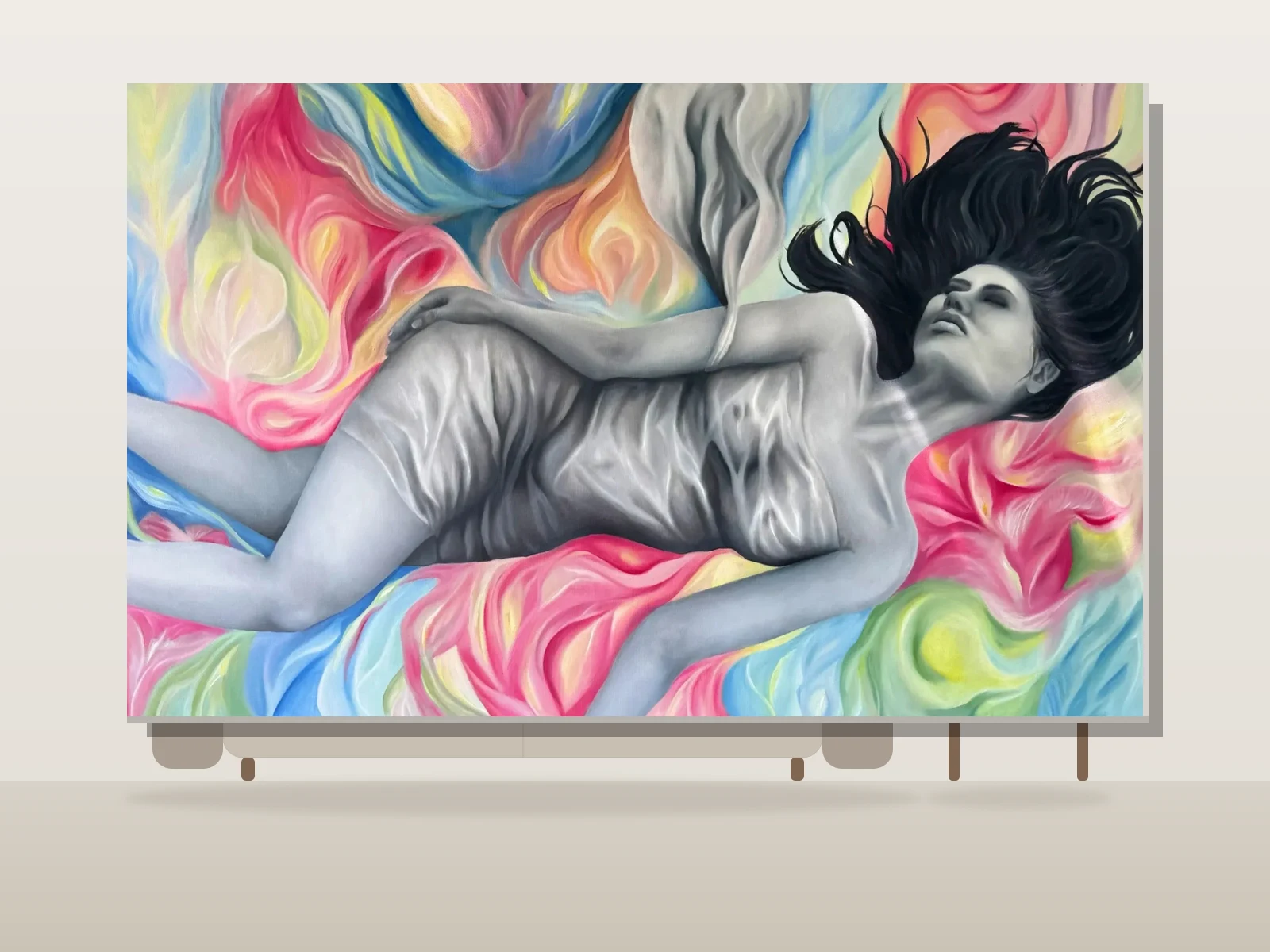 Couleurs par Carolina Delgado présentée à l'échelle dans une pièce