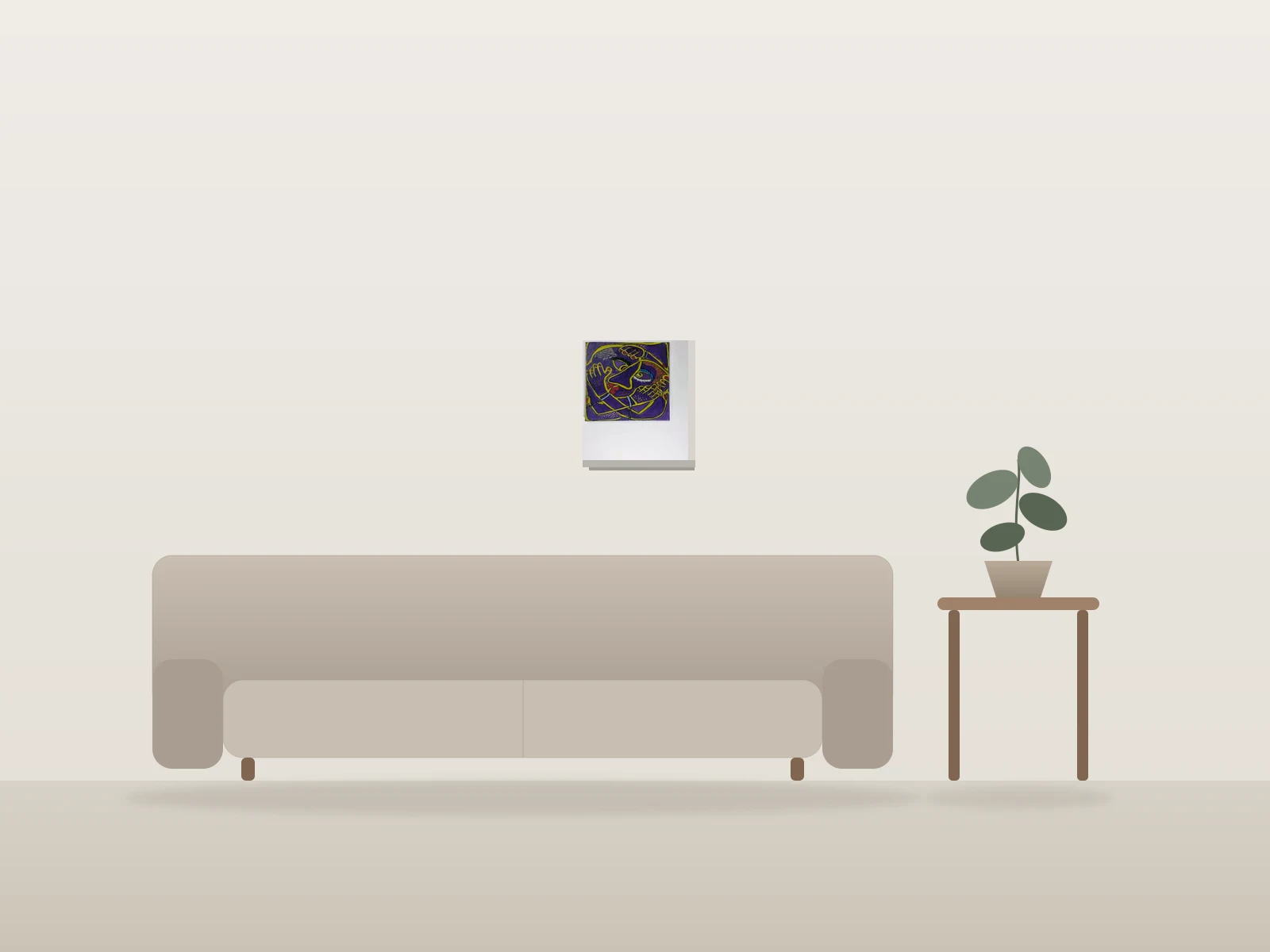 Le couple homosexuel by Naqo shown to scale in a room