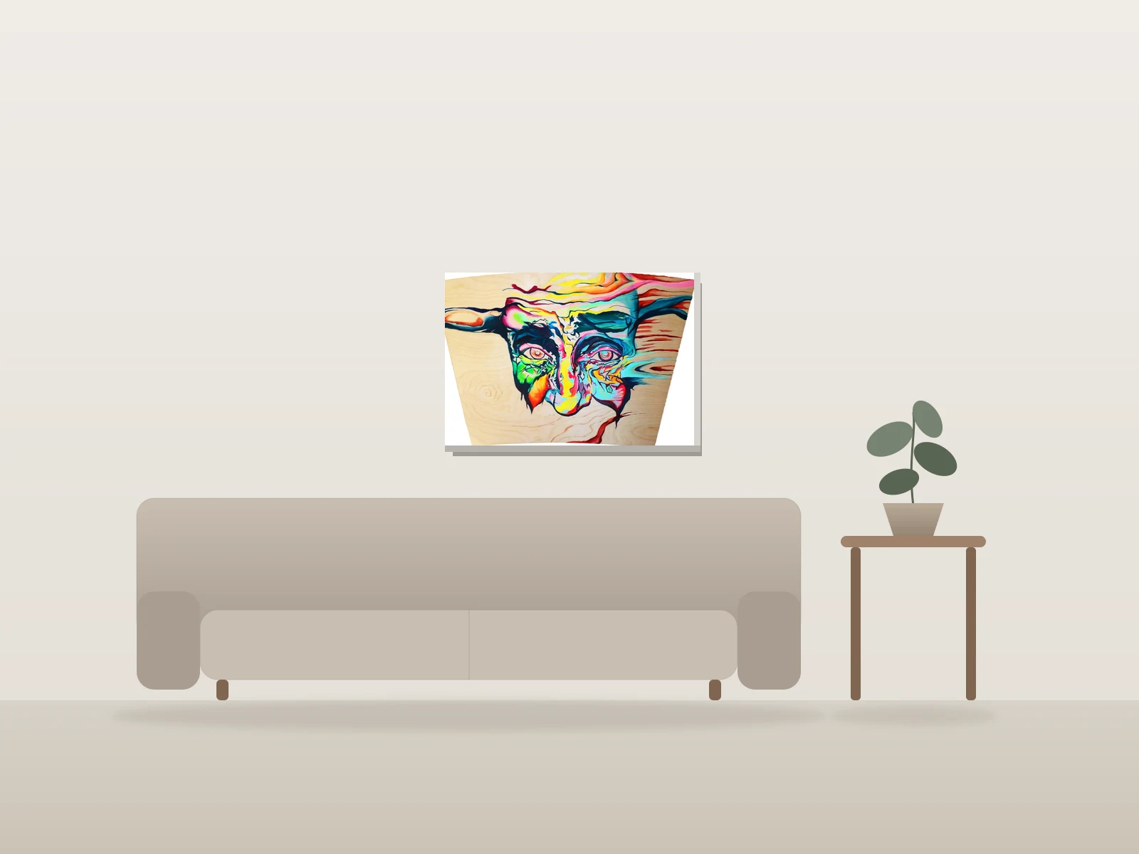 Souche diversifiée by Mos Geez shown to scale in a room