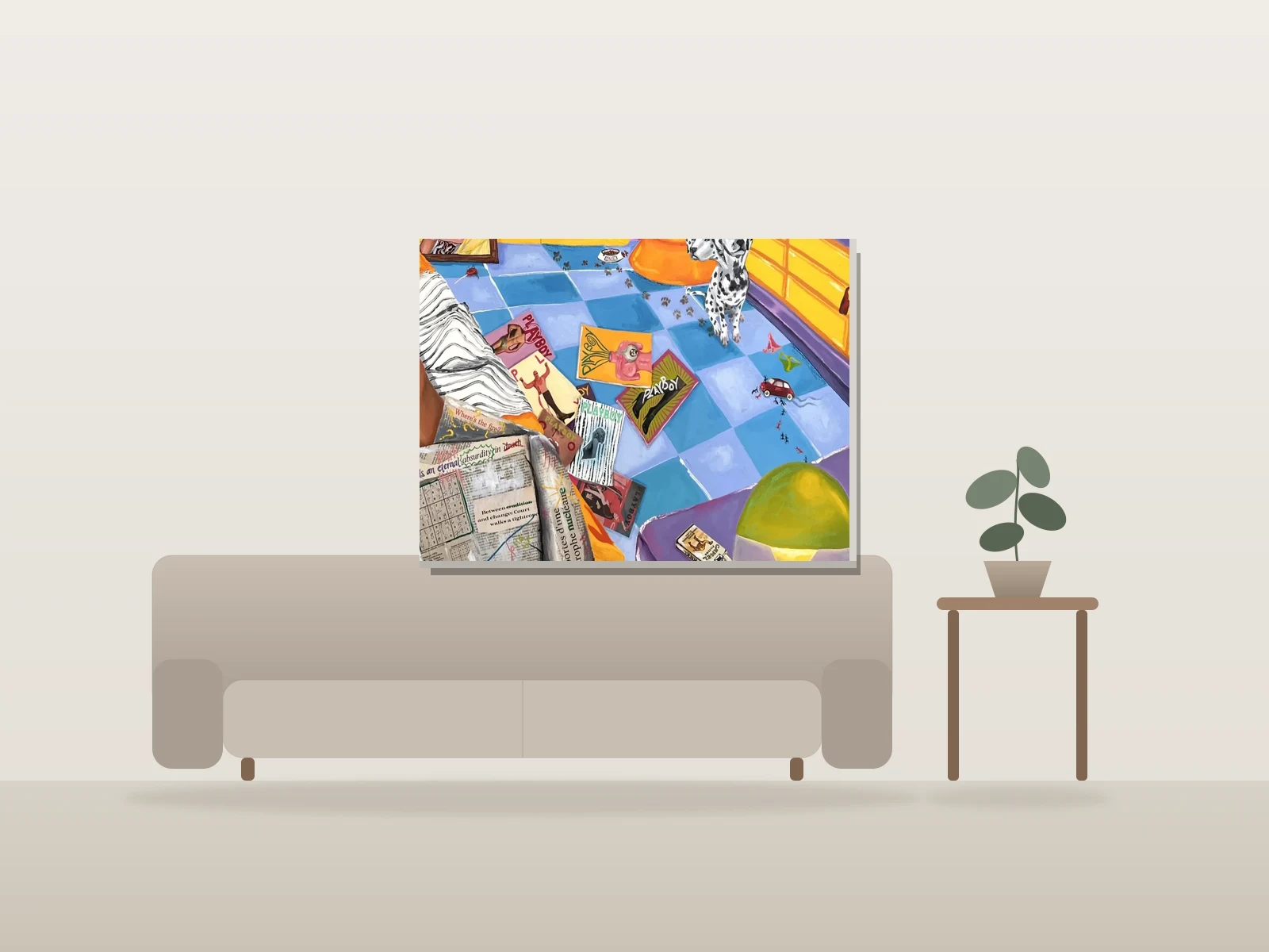 Cognez Trois Fois Avant d'Entree by Jade Reinhardt shown to scale in a room