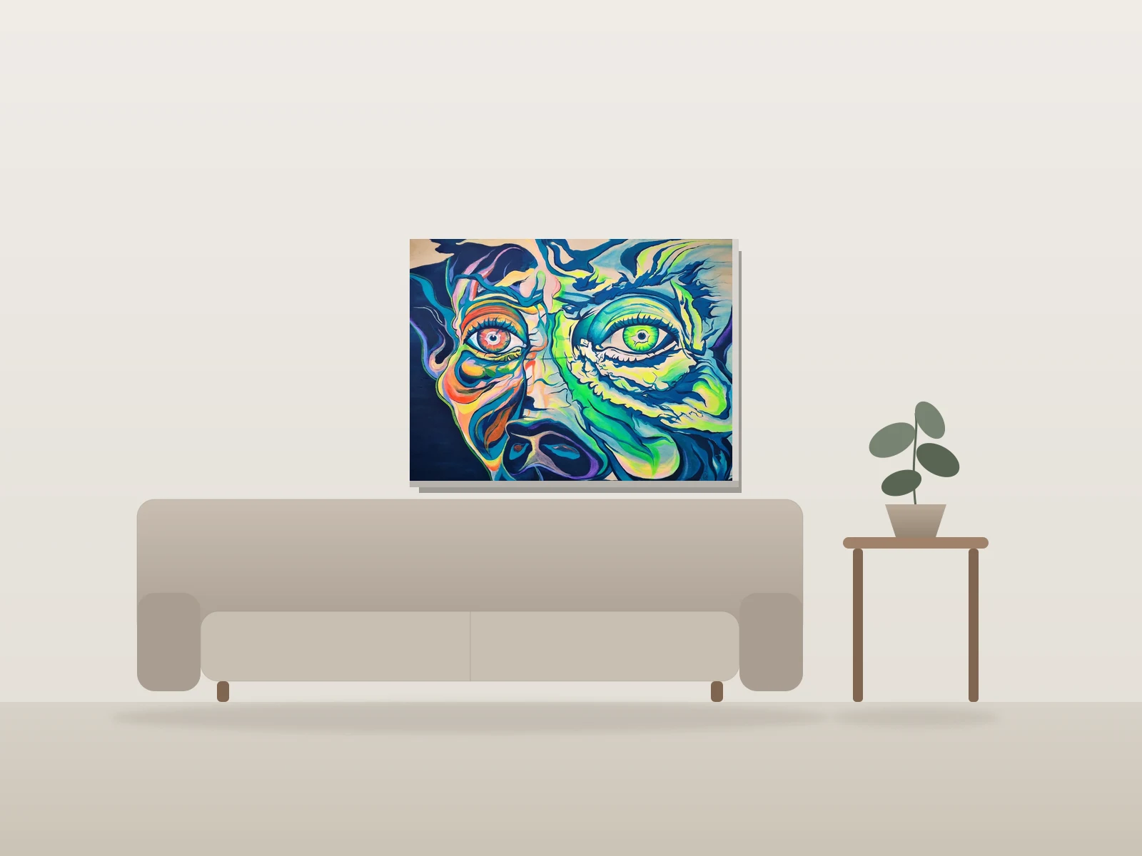 Synapse chromatique by Mos Geez shown to scale in a room
