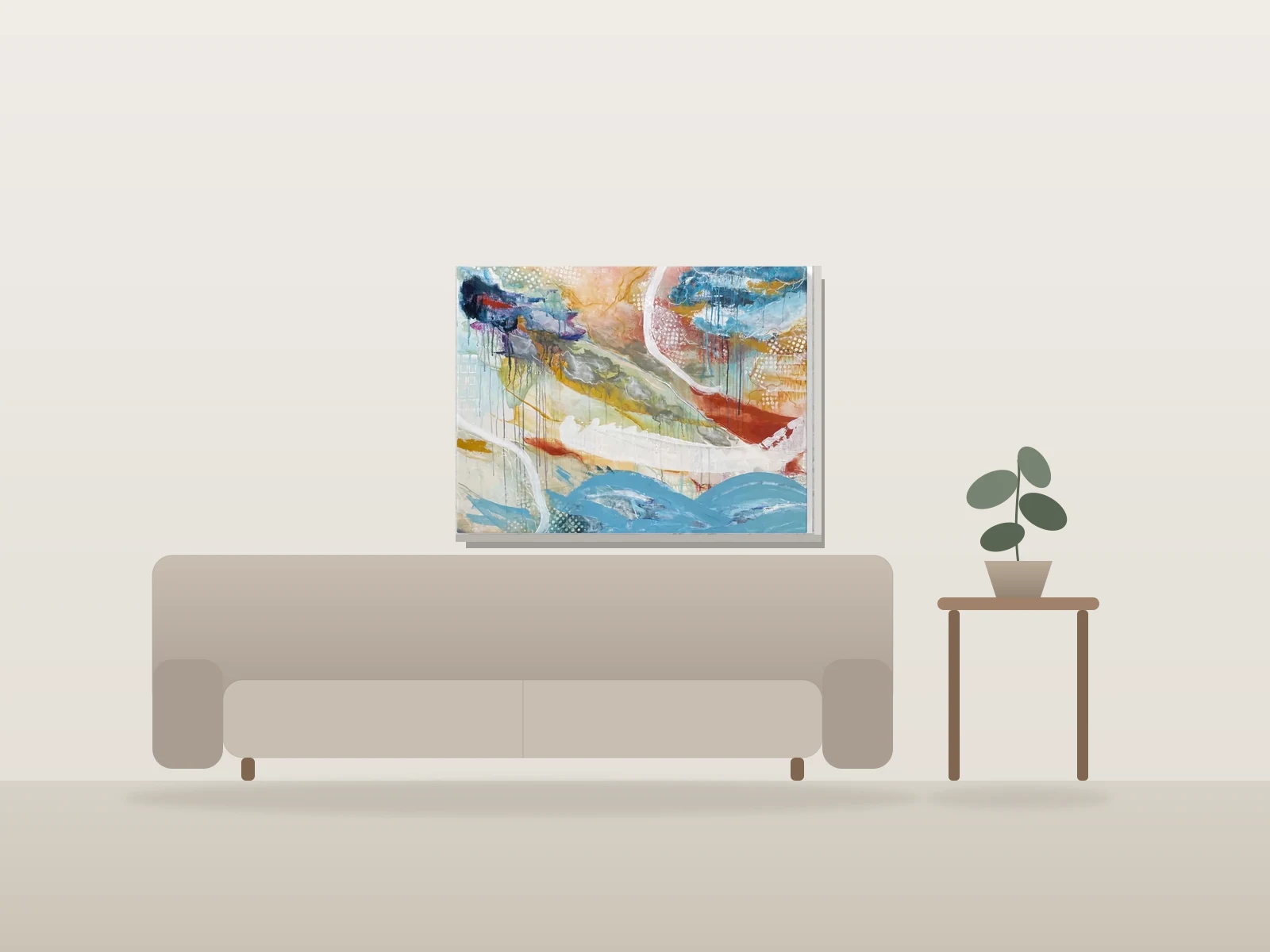 Larmes du lac C. by MJ shown to scale in a room