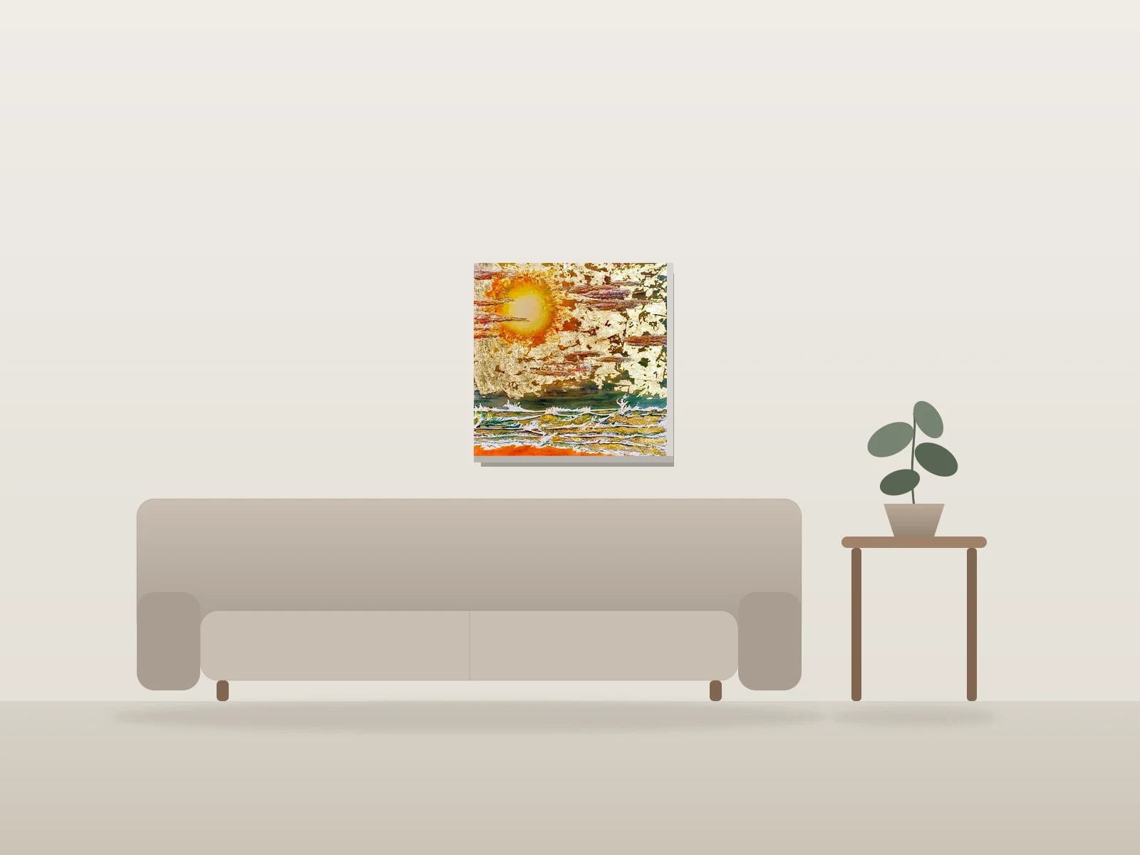 Éclats d'un rêve by Monique Boudreau shown to scale in a room
