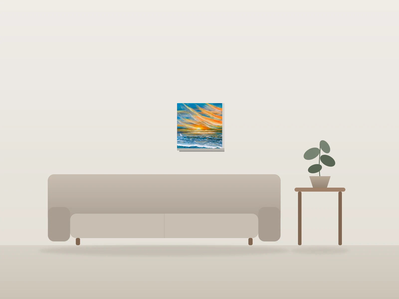 Viens avec moi by Monique Boudreau shown to scale in a room