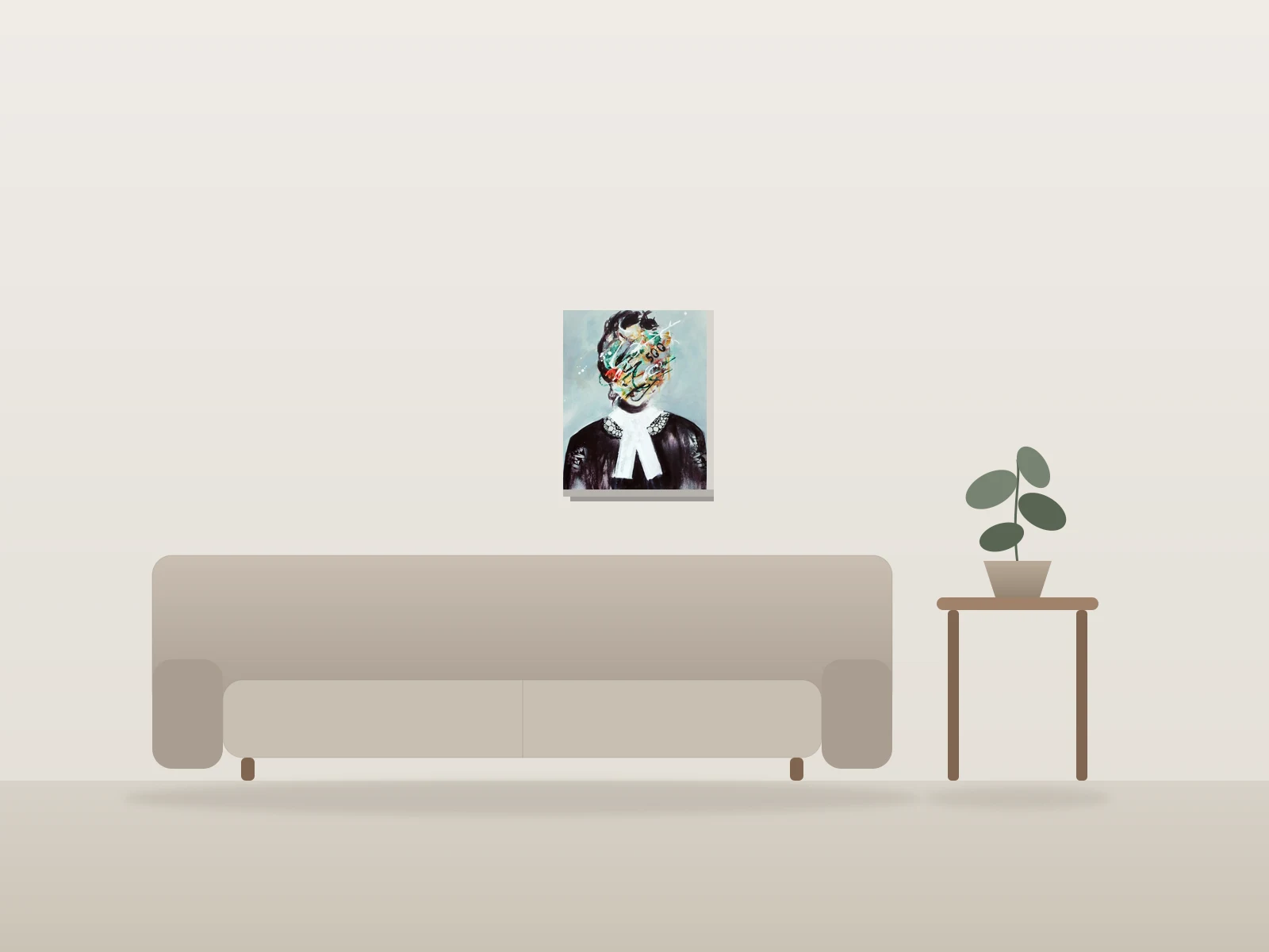 Imbroglio II by Angela Bisson shown to scale in a room