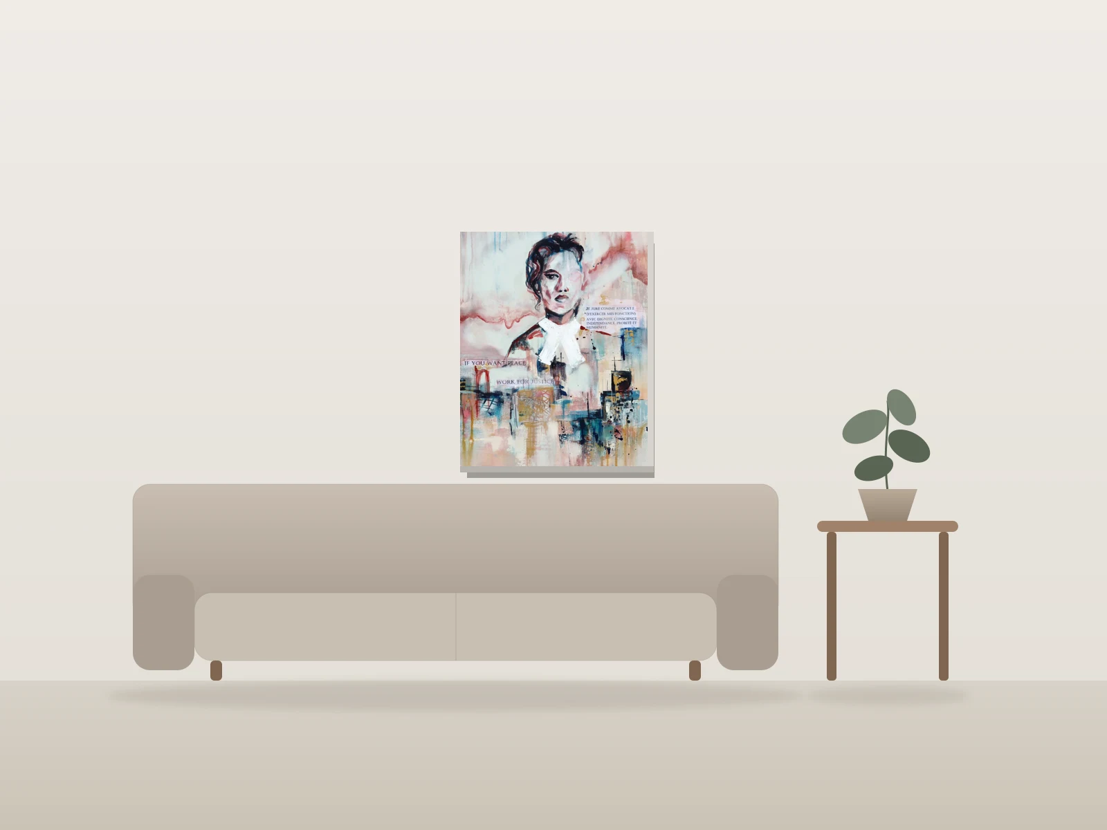 Le Serment by Angela Bisson shown to scale in a room