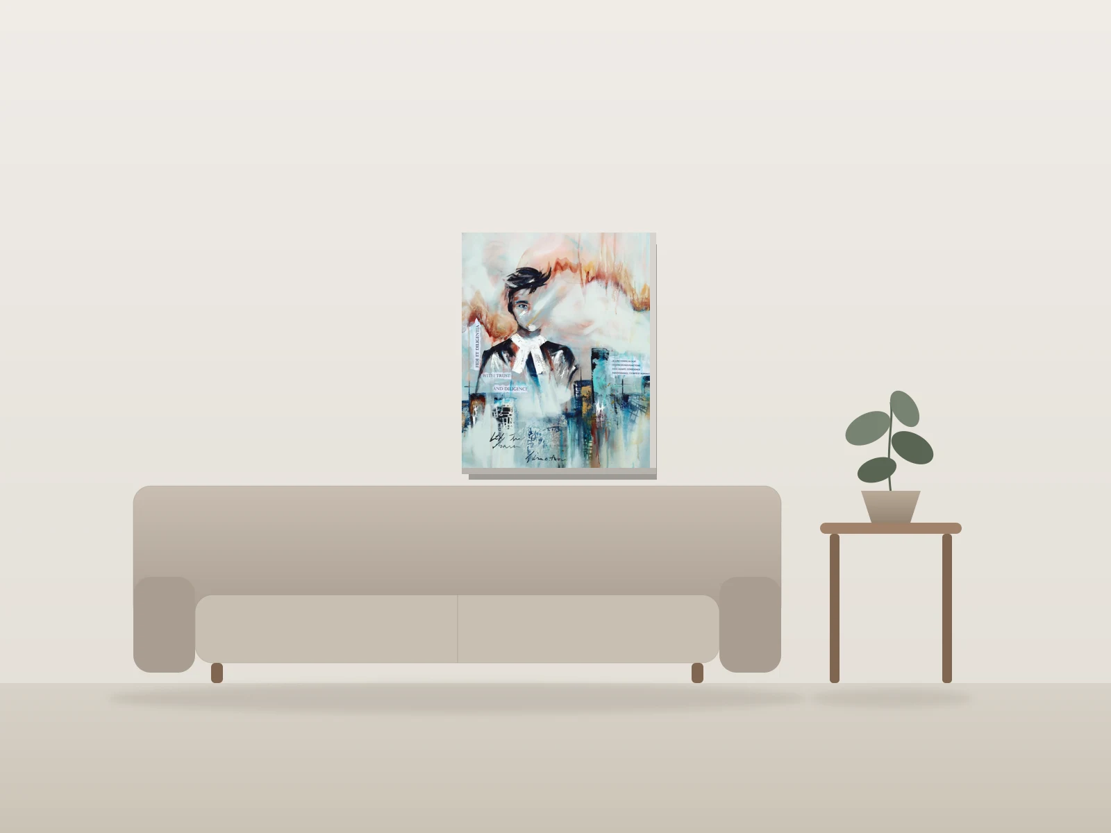 Le Serment II by Angela Bisson shown to scale in a room