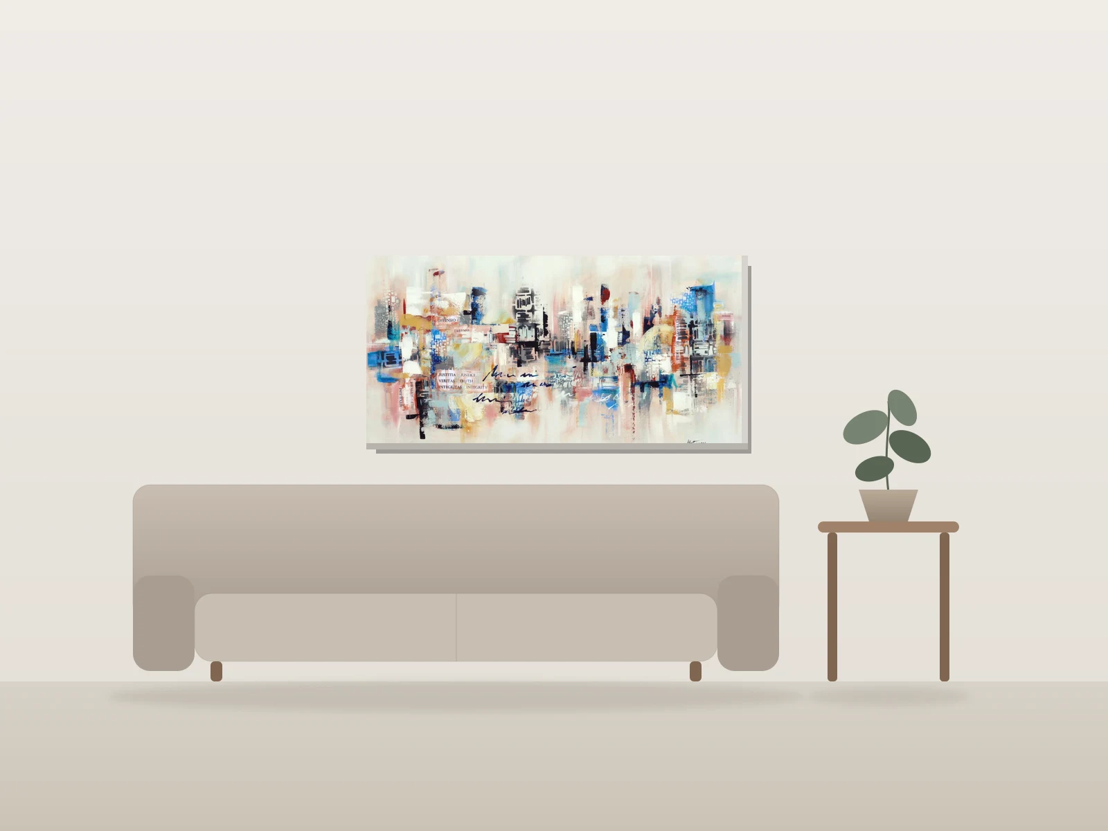 Témoignage en couleur II by Angela Bisson shown to scale in a room