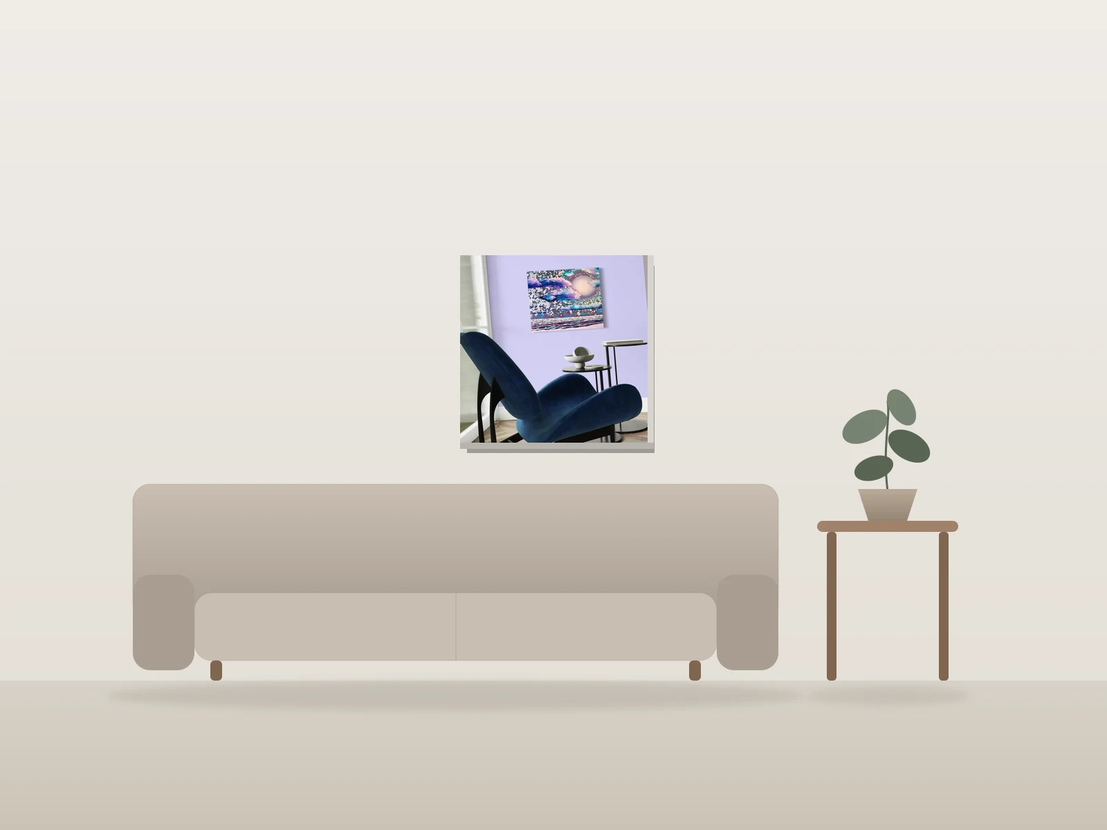 Utopie lunaire by Monique Boudreau shown to scale in a room