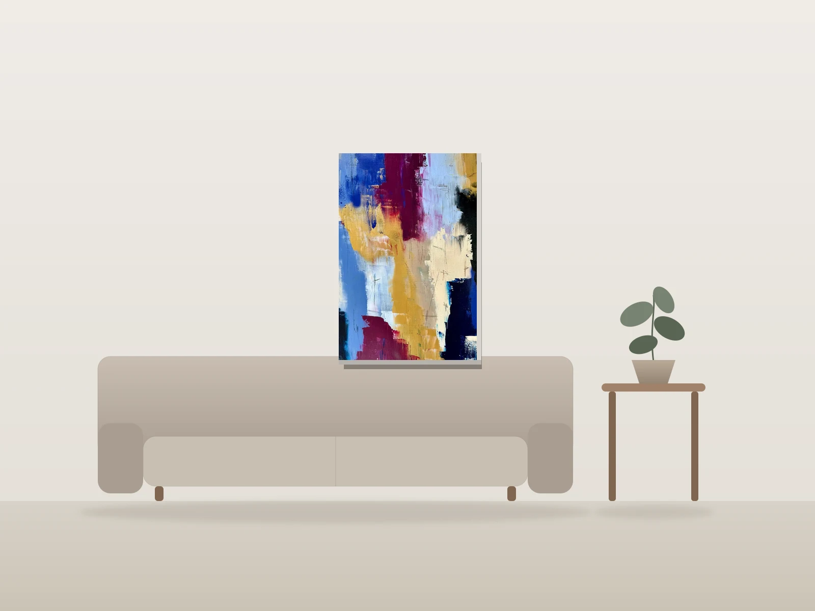 Un Ciel Dégagé by Olivier Salvas Artiste shown to scale in a room