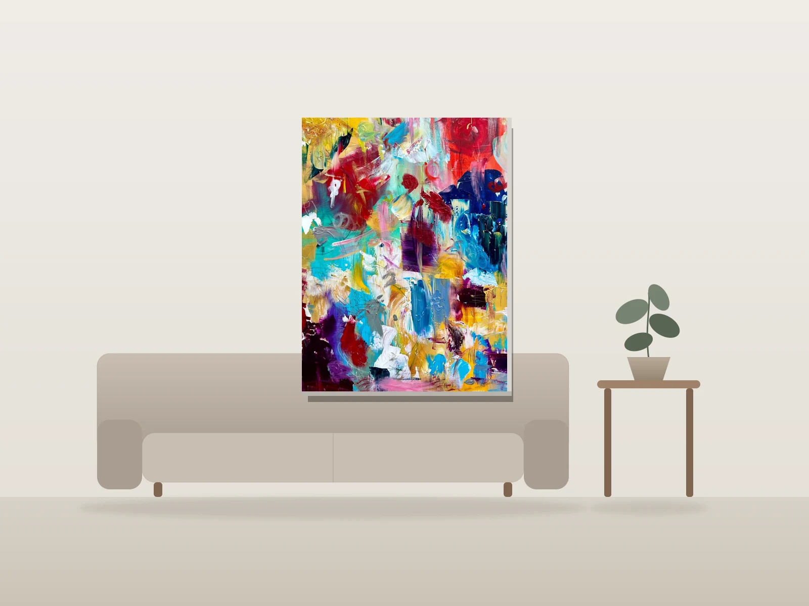 Le Jardin de Roses by Olivier Salvas Artiste shown to scale in a room