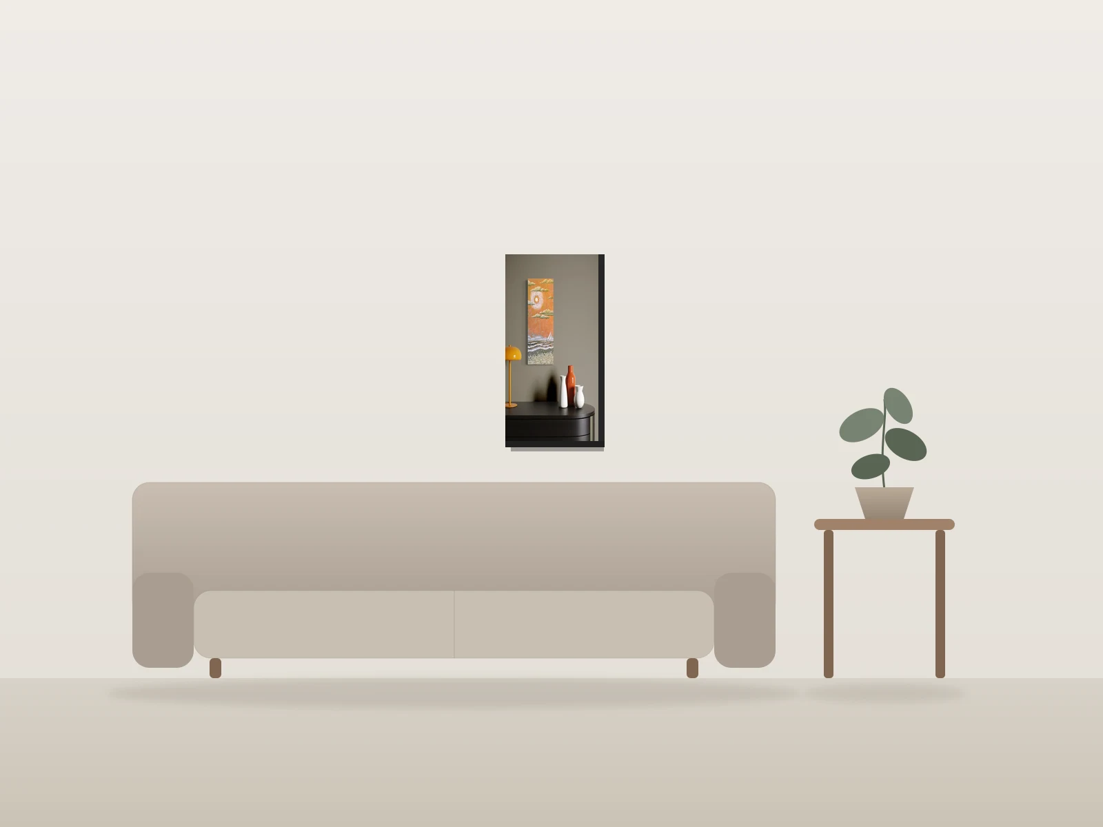 Eden cuivré by Monique Boudreau shown to scale in a room