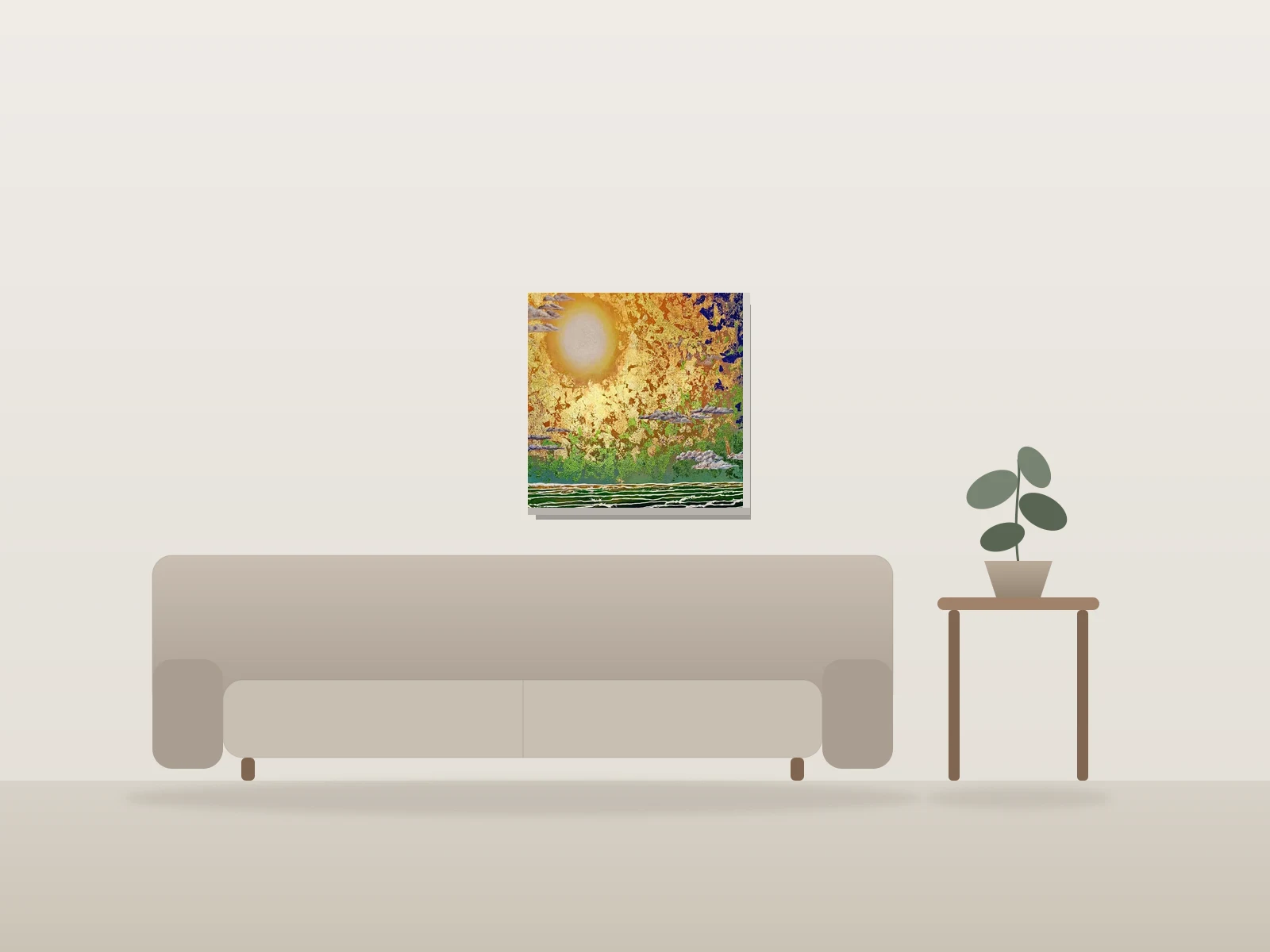 Eden solaire by Monique Boudreau shown to scale in a room