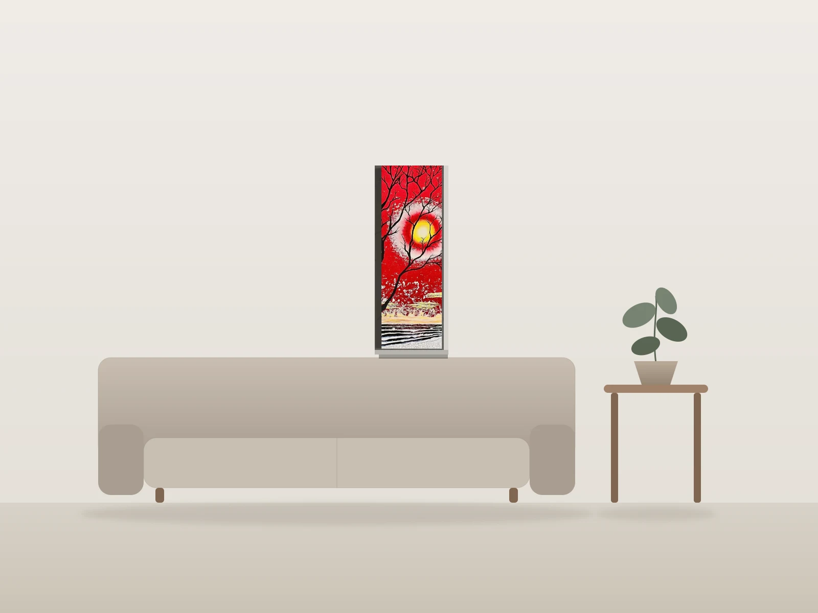 Éveil solaire by Monique Boudreau shown to scale in a room