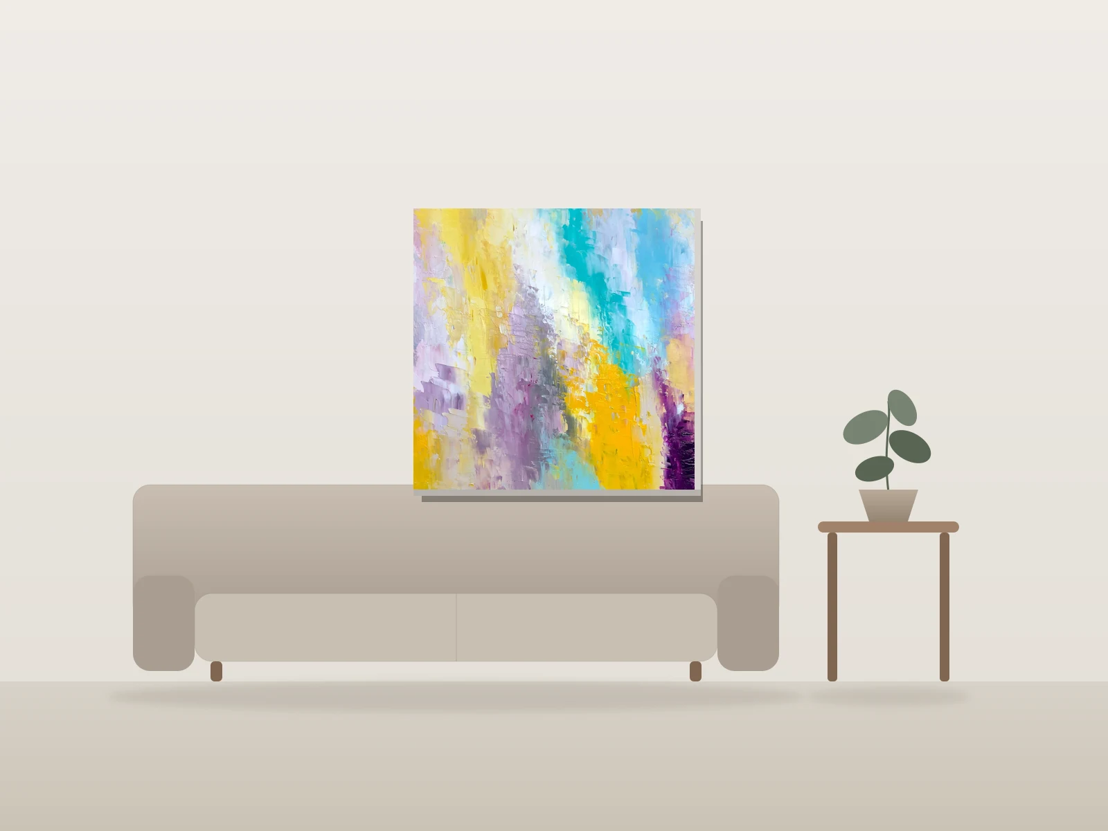 Pensées Positives by Olivier Salvas Artiste shown to scale in a room