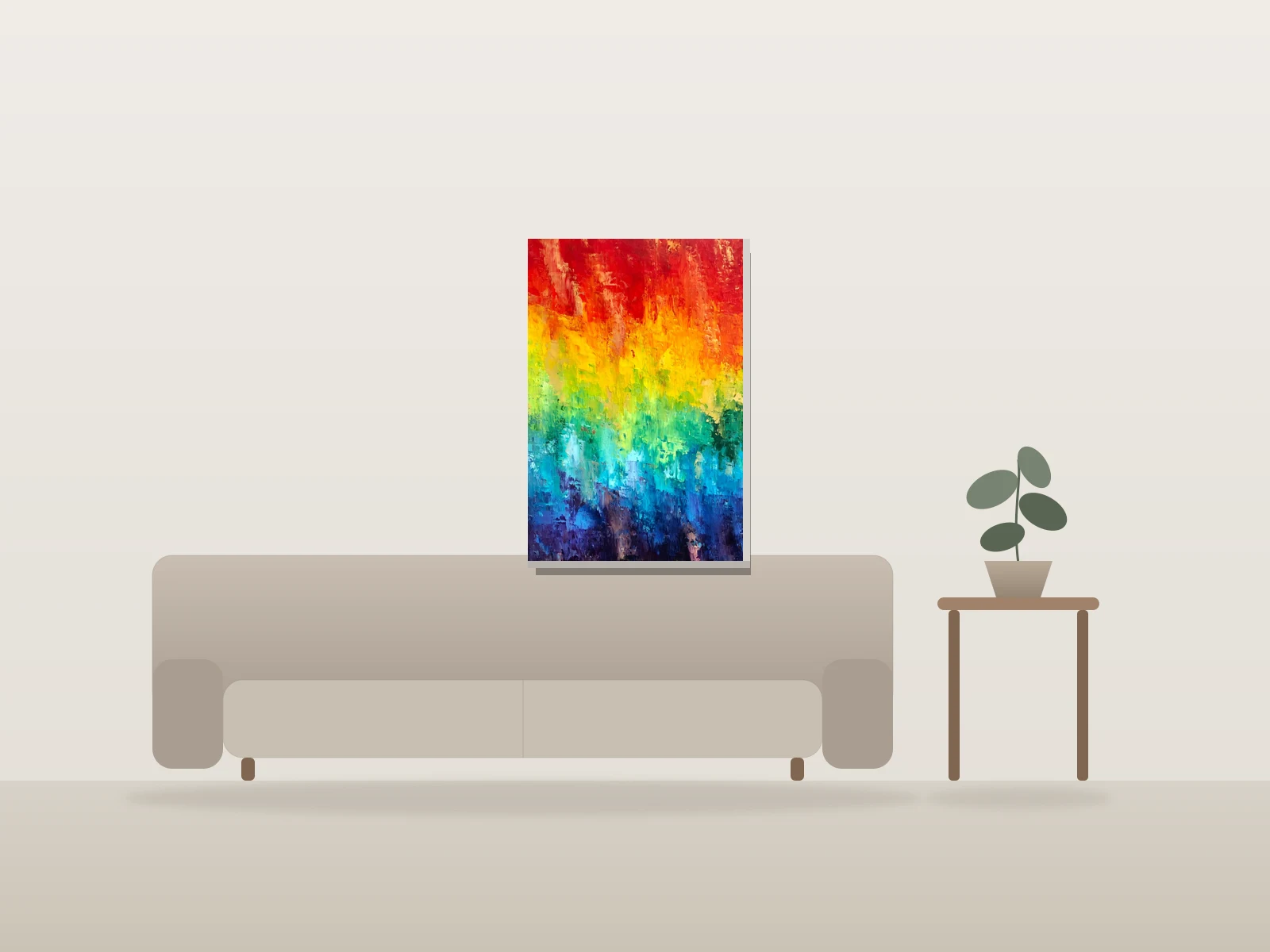 La Vie en Couleurs by Olivier Salvas Artiste shown to scale in a room