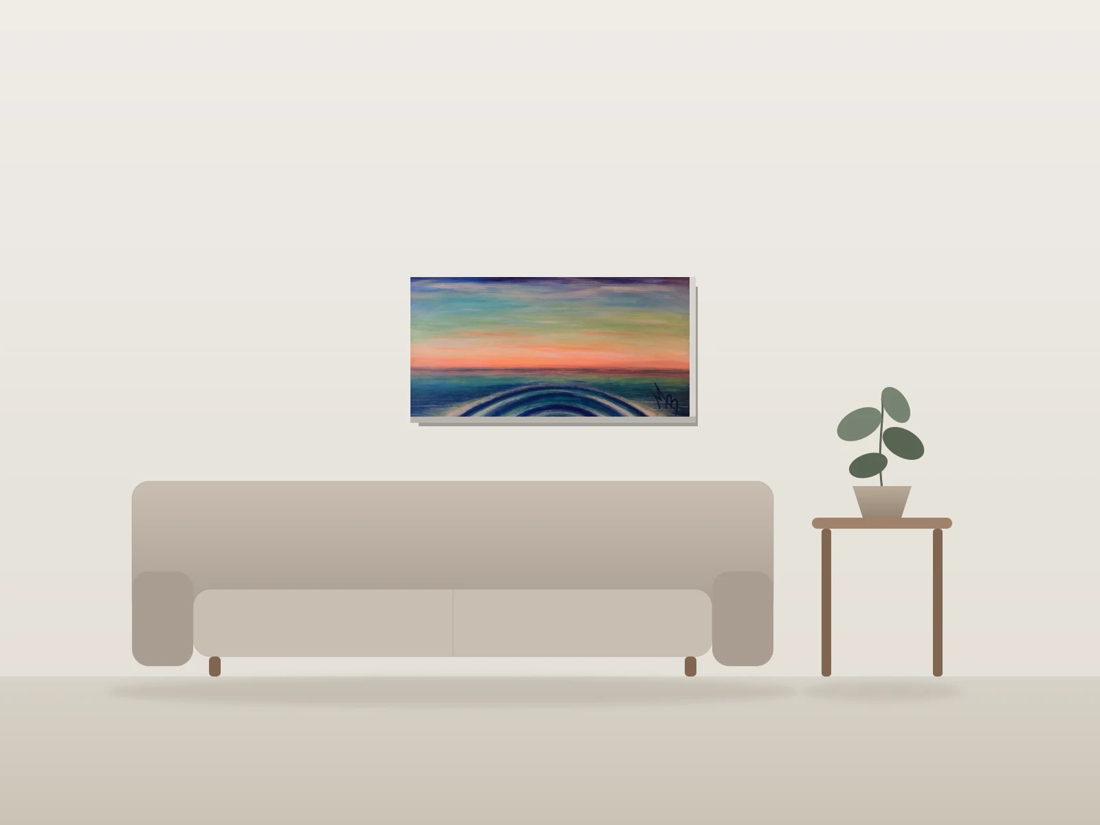 Seul (e) by Monique Boudreau shown to scale in a room
