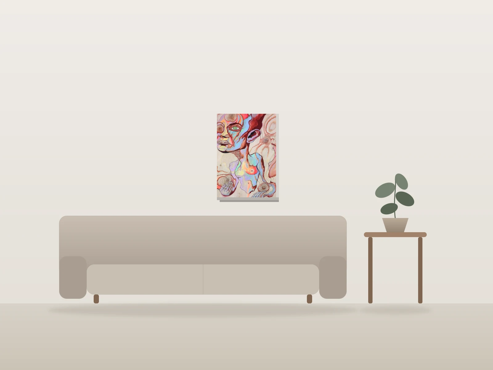 Natural Distorsion by Mos Geez shown to scale in a room