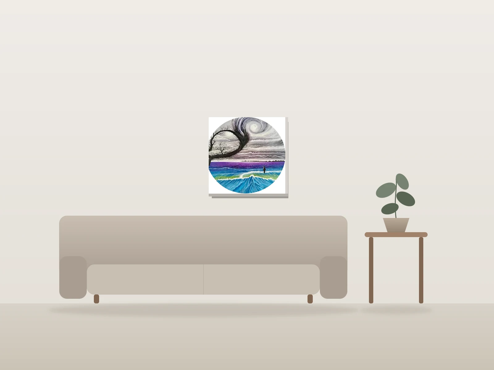 Droit devant by Monique Boudreau shown to scale in a room