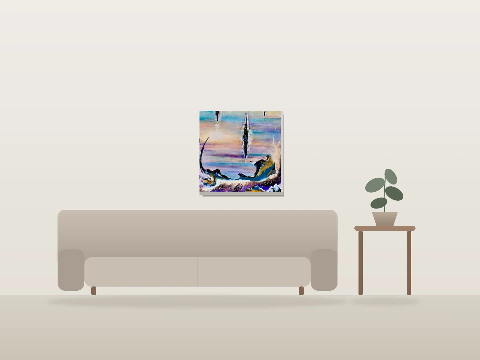 Au delà by Monique Boudreau shown to scale in a room