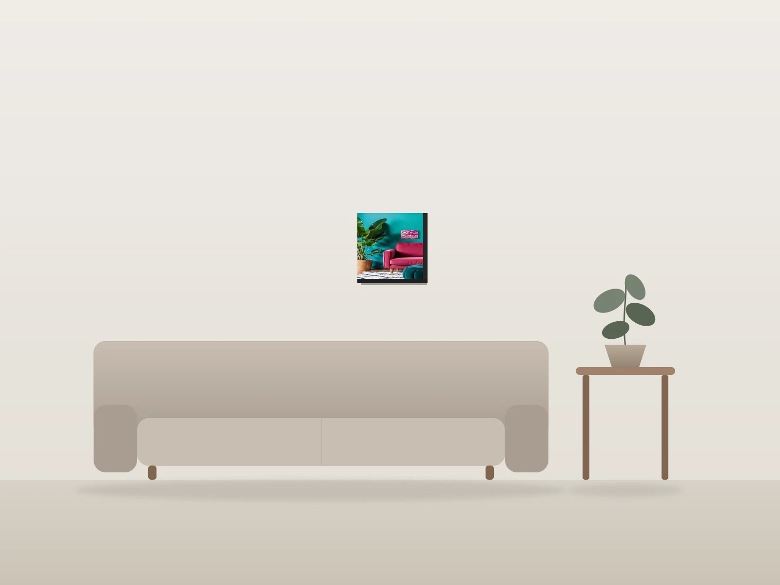 L'élan des mondes by Monique Boudreau shown to scale in a room