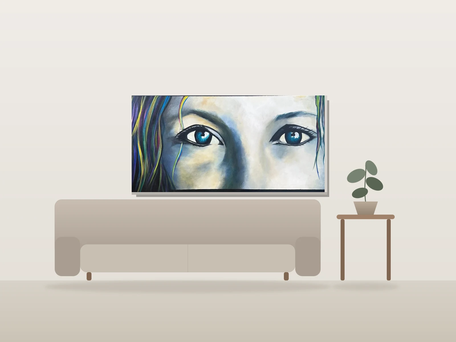 Vous avez de beaux yeux by Arseneau shown to scale in a room