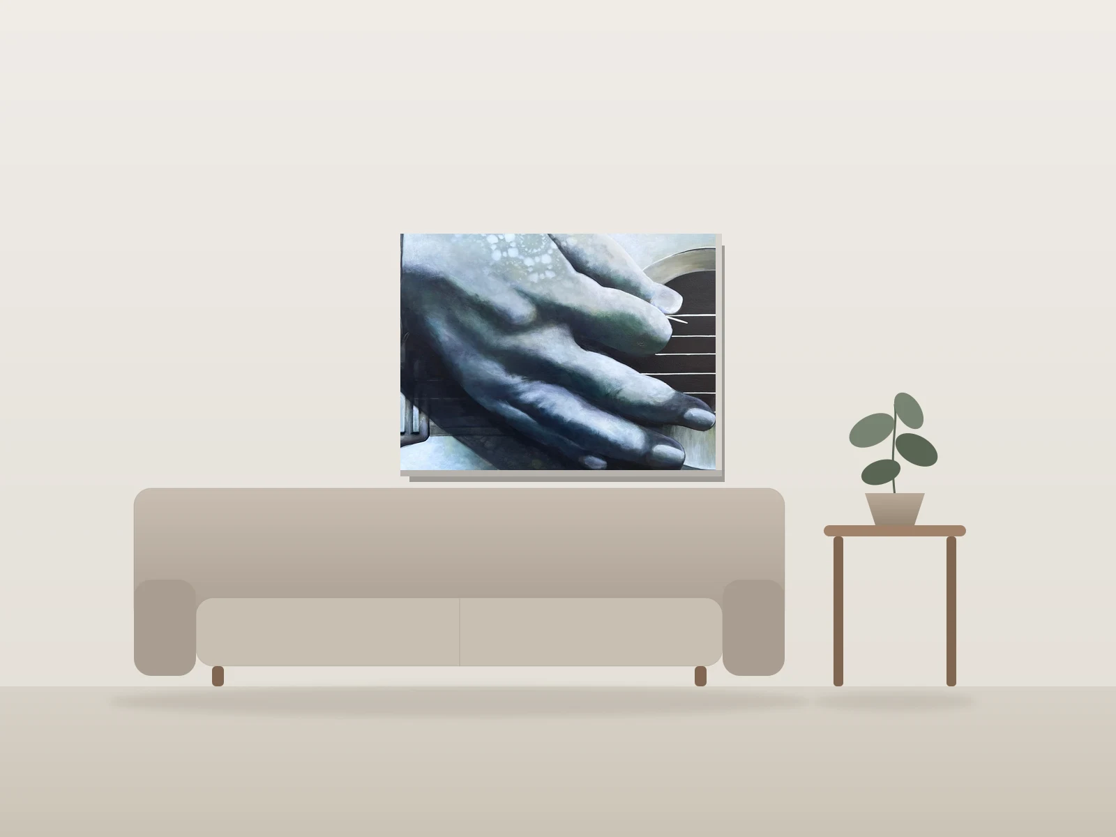 La musique by Arseneau shown to scale in a room