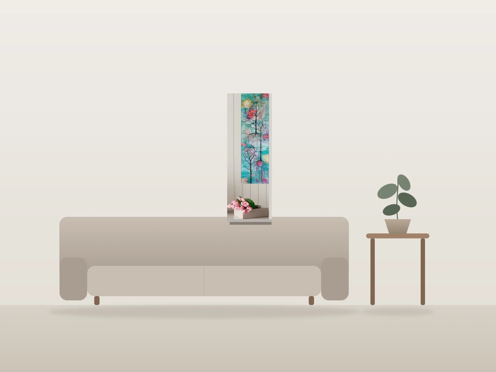 Enracinés by Monique Boudreau shown to scale in a room