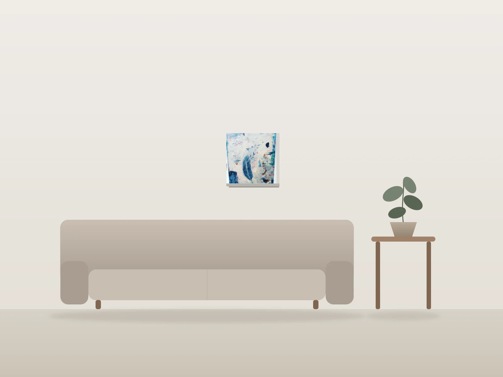 Vol d’oiseau by Crystel shown to scale in a room