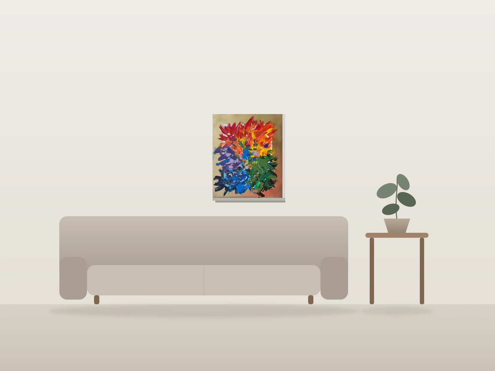 Feux d'artifice by Monique Matheus shown to scale in a room