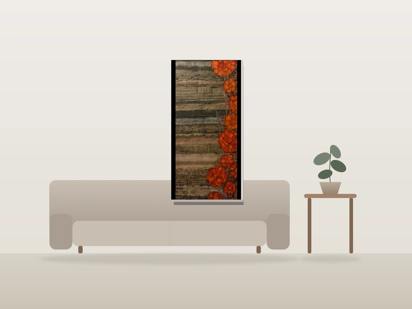 La Clôture by Maryse Parant shown to scale in a room