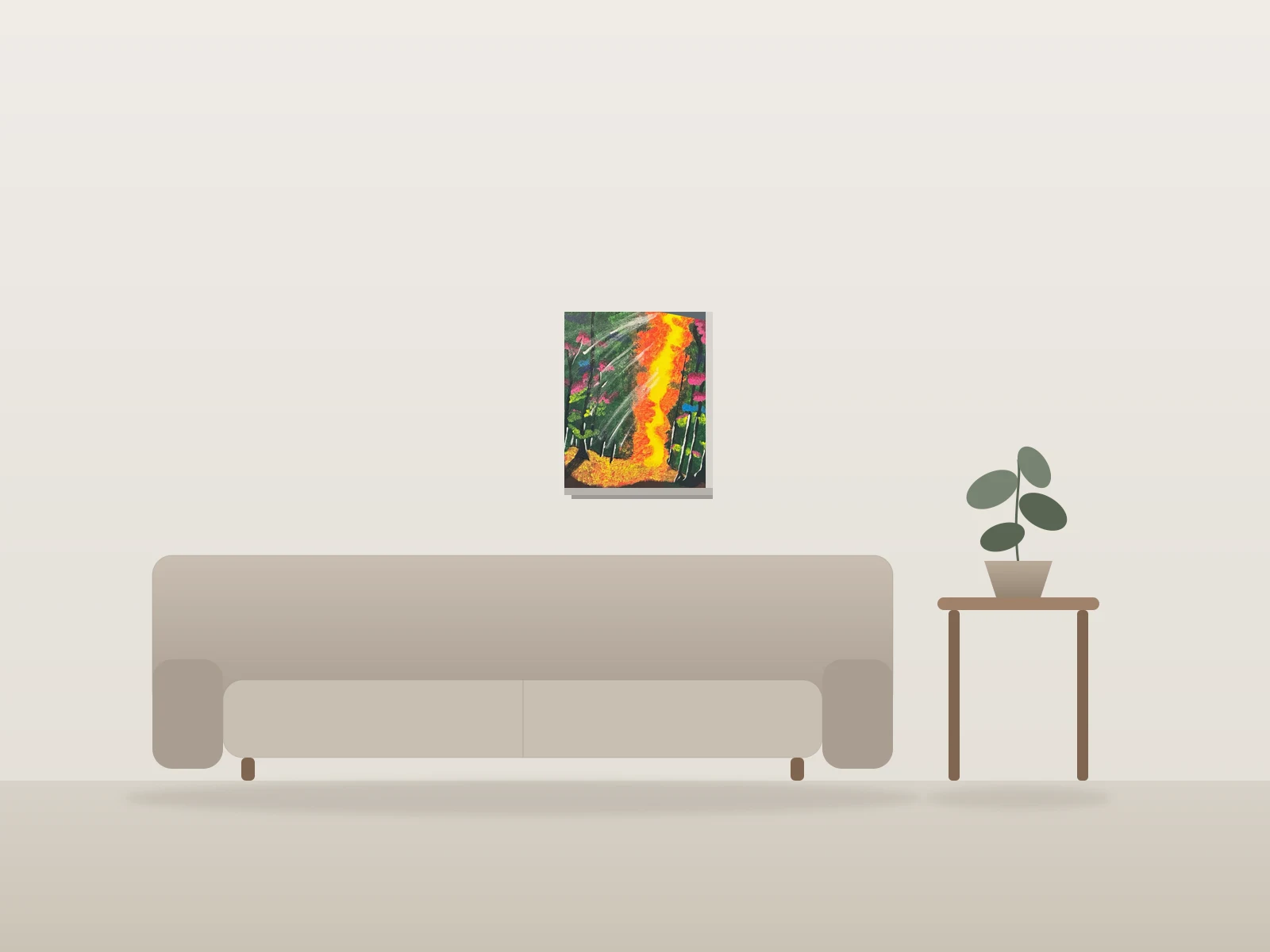 Coucher de soleil by Christine Lantin shown to scale in a room