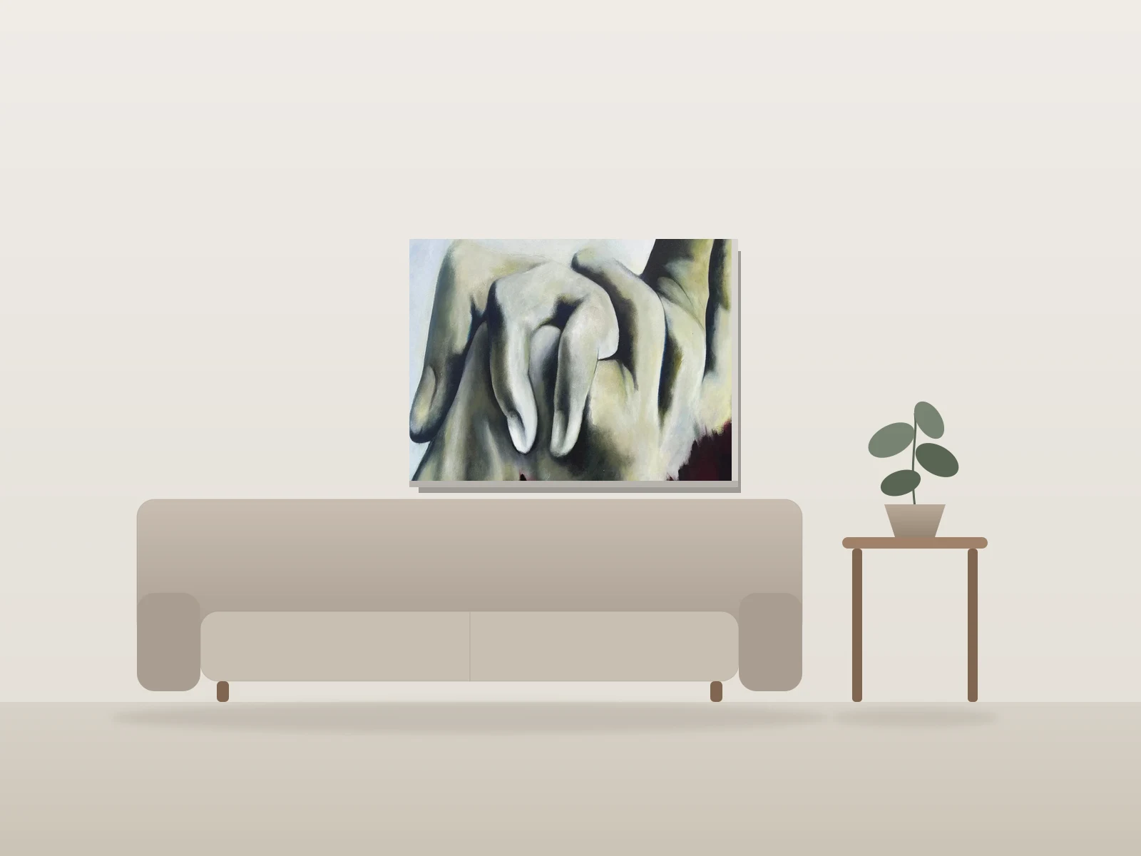 Main à main by Arseneau shown to scale in a room