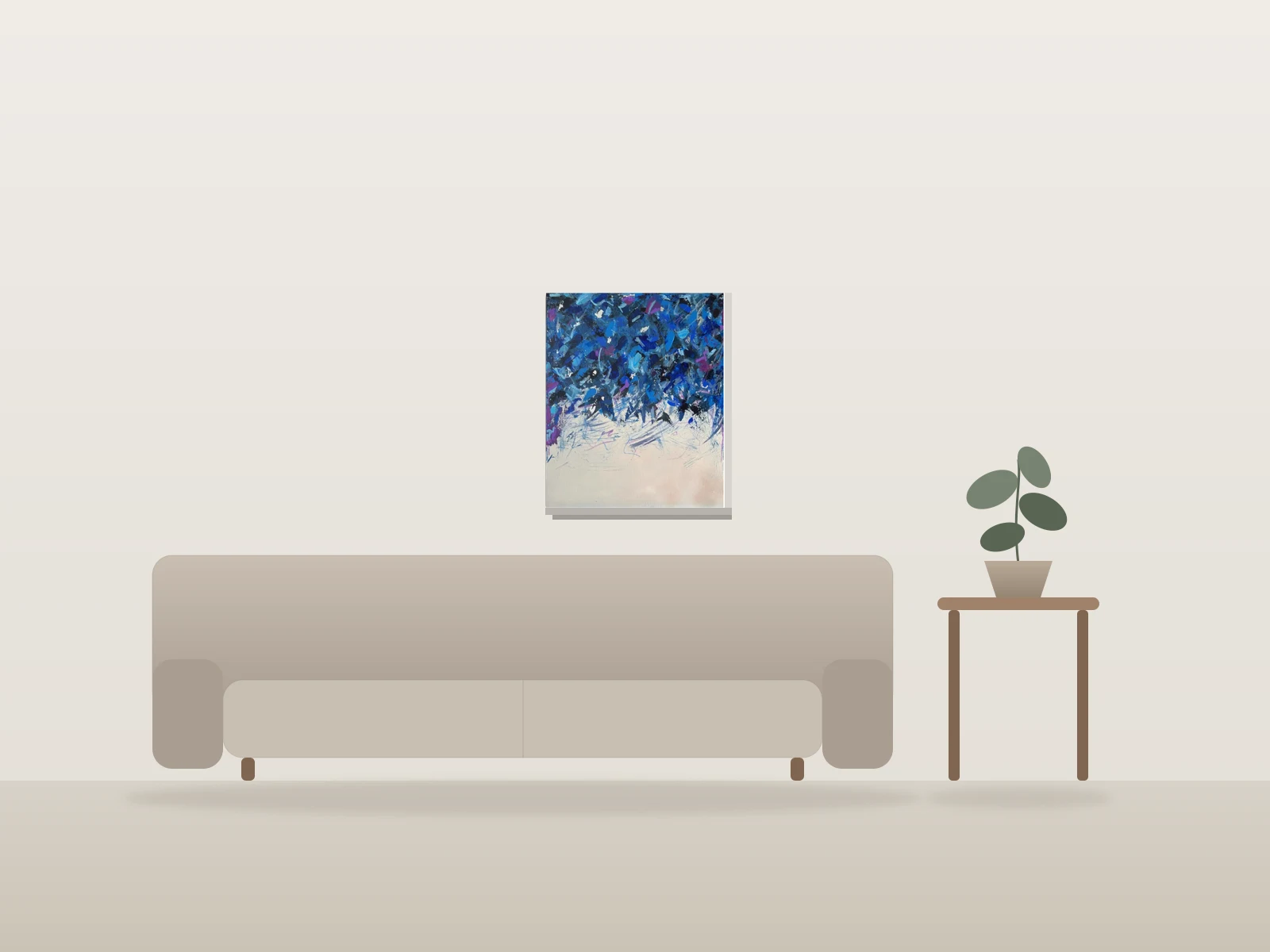 Lumière déclinante by Monique Matheus shown to scale in a room