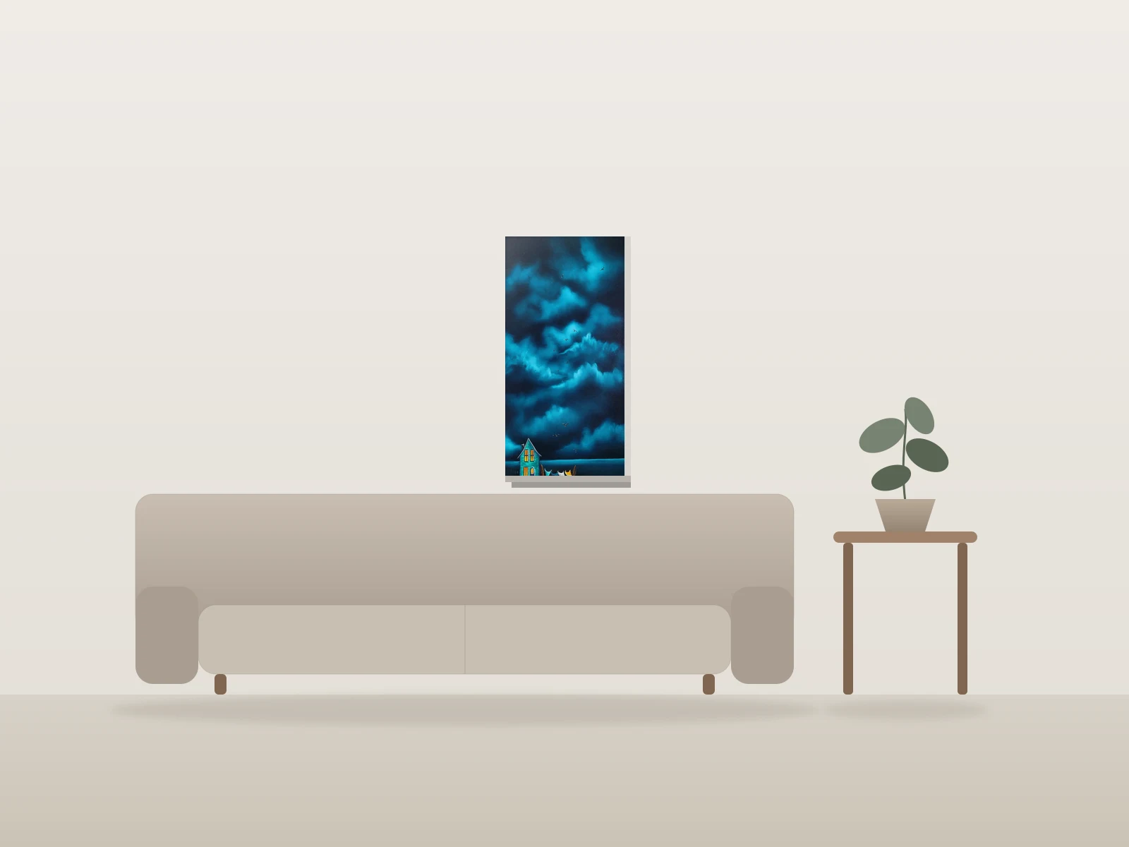 Vent de la nuit by Mely shown to scale in a room