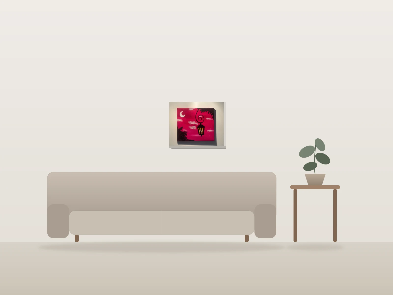 Au clair de lune by Christine Lantin shown to scale in a room
