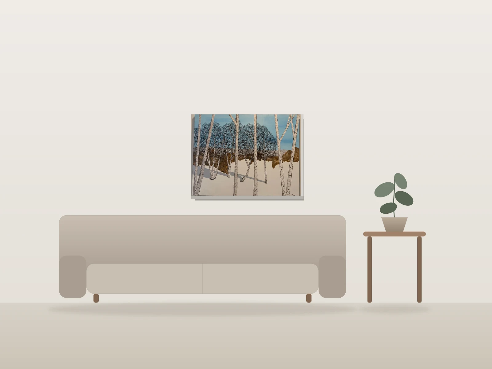 Douceur hivernale by D Leclerc shown to scale in a room