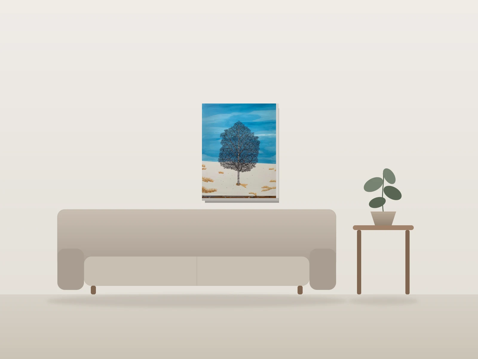 Équinoxe du printemps by D Leclerc shown to scale in a room