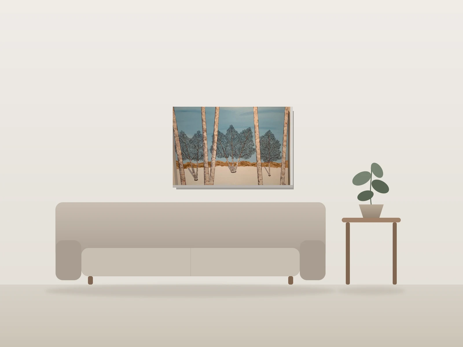 Hiver somptueux by D Leclerc shown to scale in a room
