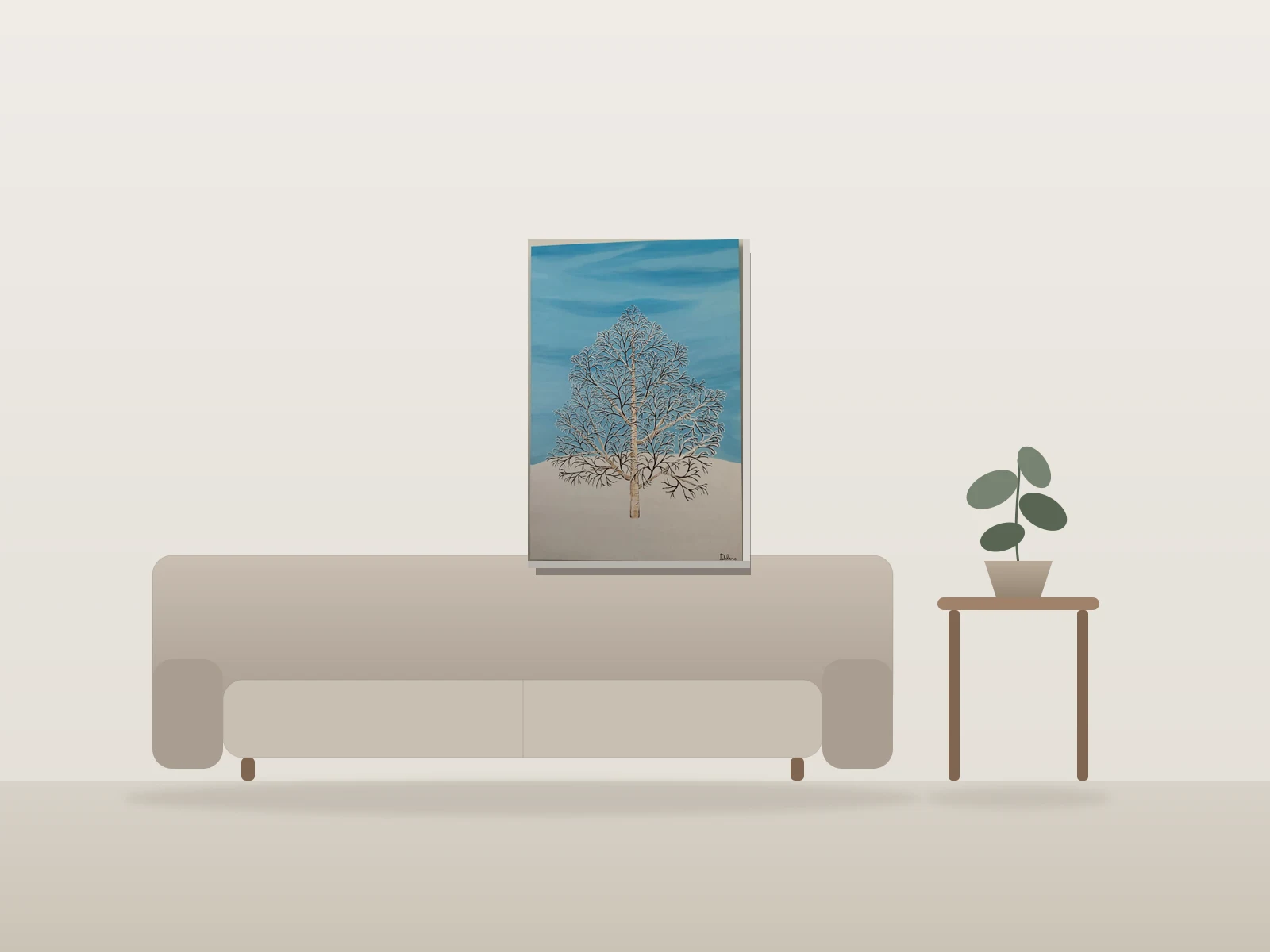 Solitaire majestueux by D Leclerc shown to scale in a room
