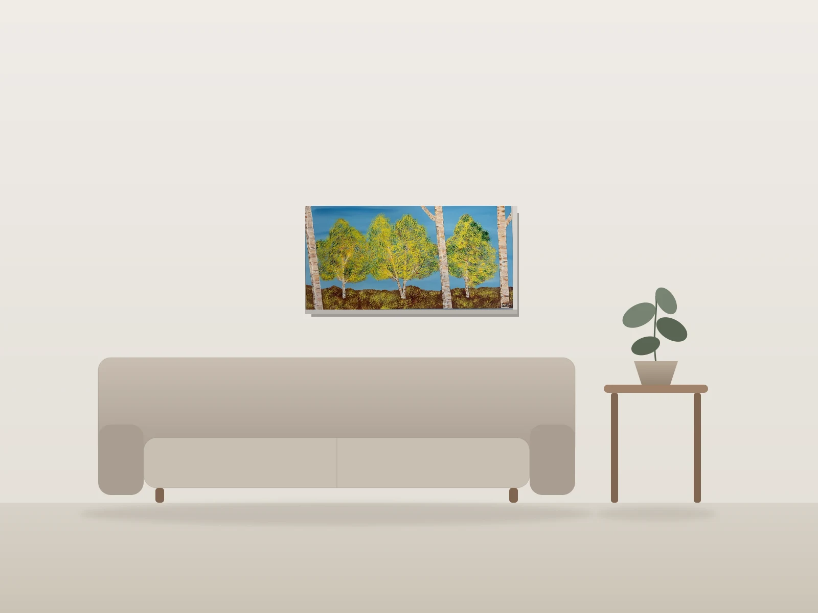 Moment automnal by D Leclerc shown to scale in a room