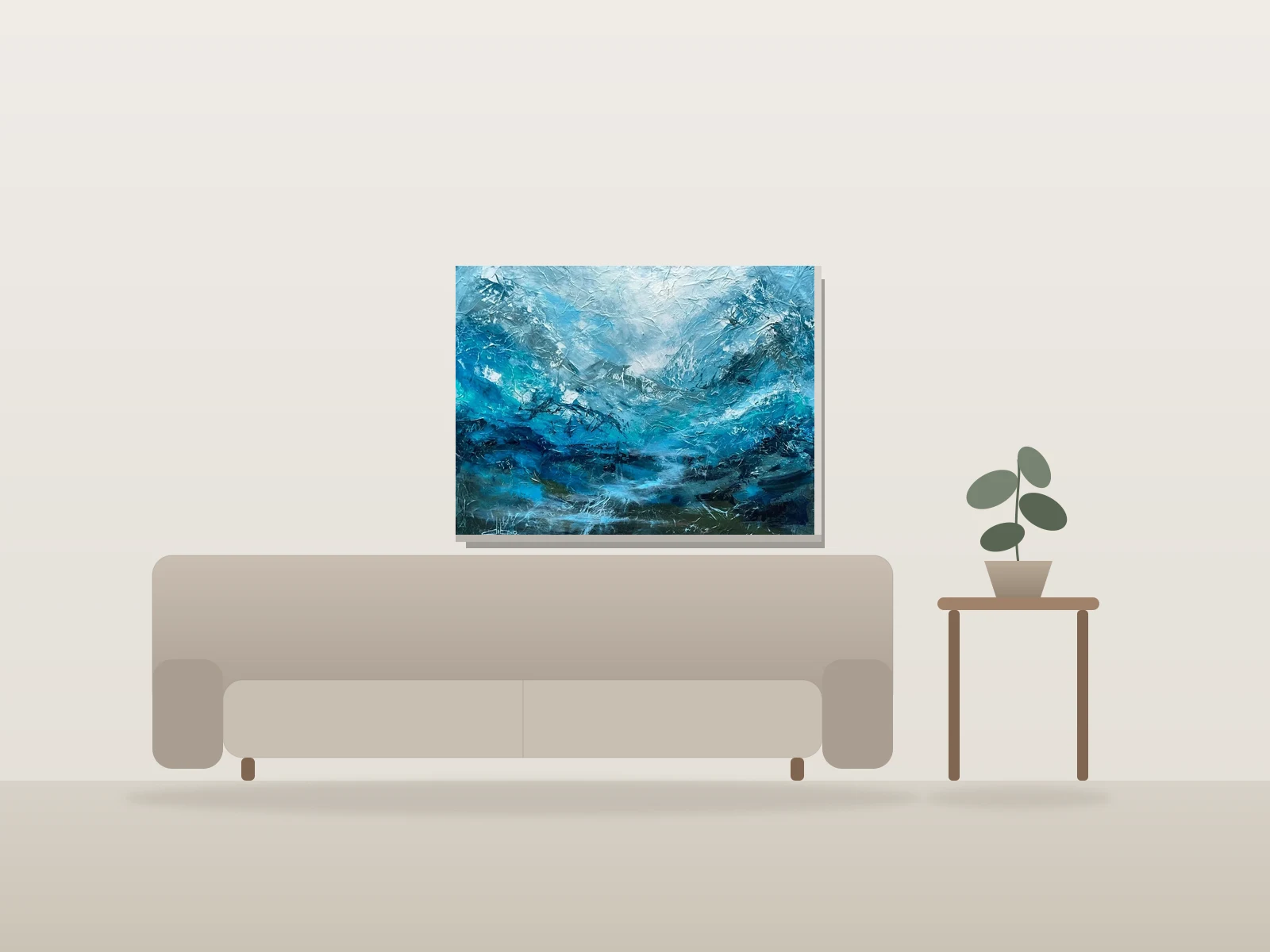 Le souffle de glaces by Diane Beaulieu shown to scale in a room