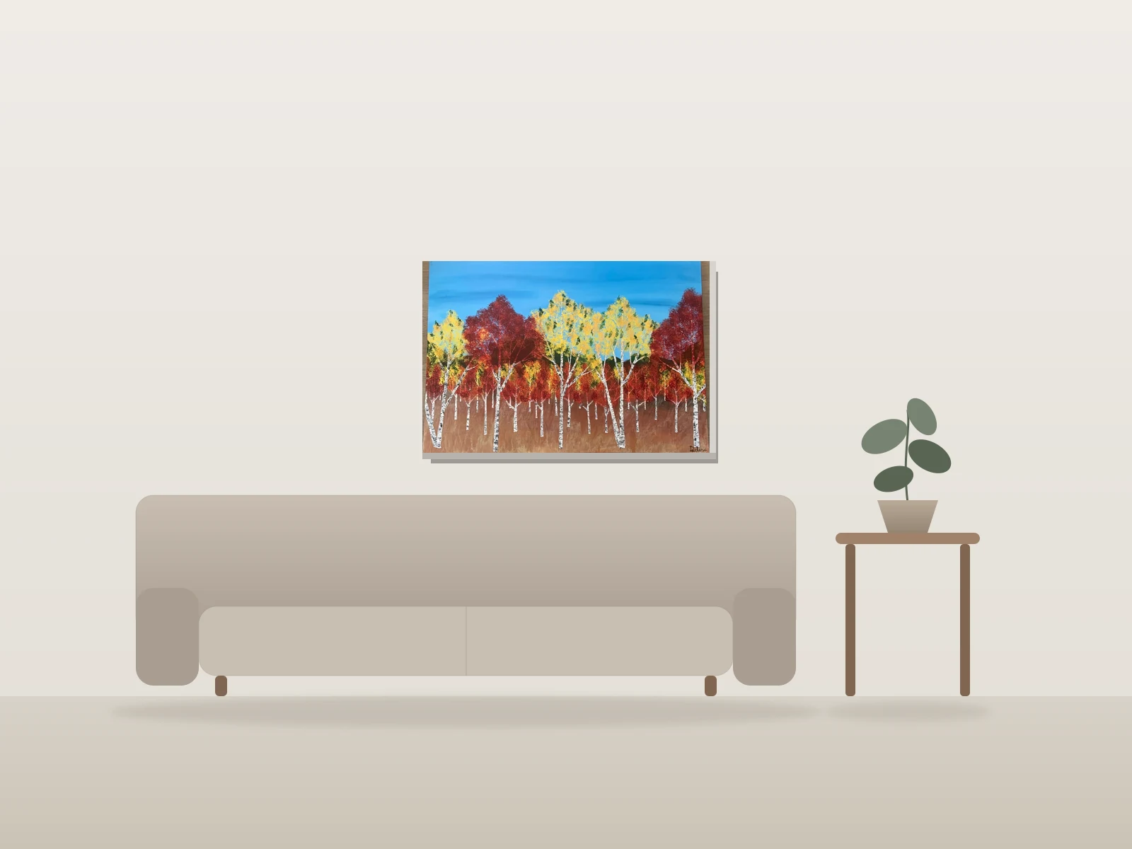 À l’orée du bois by D Leclerc shown to scale in a room